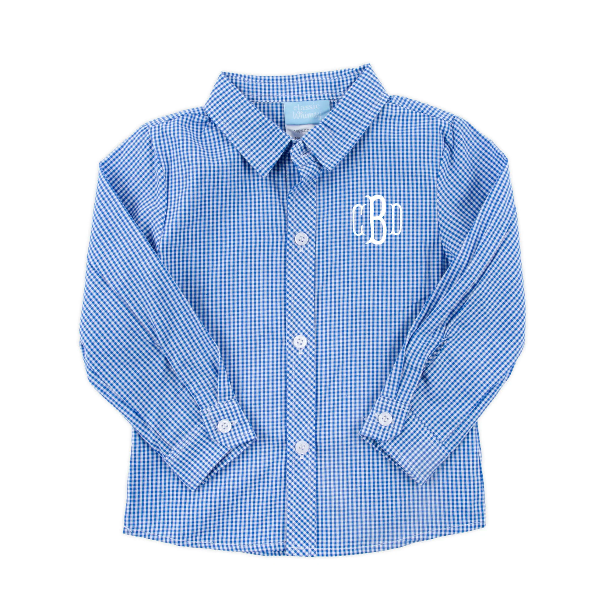Gingham Button Down Shirt Royal Blue - Image 2