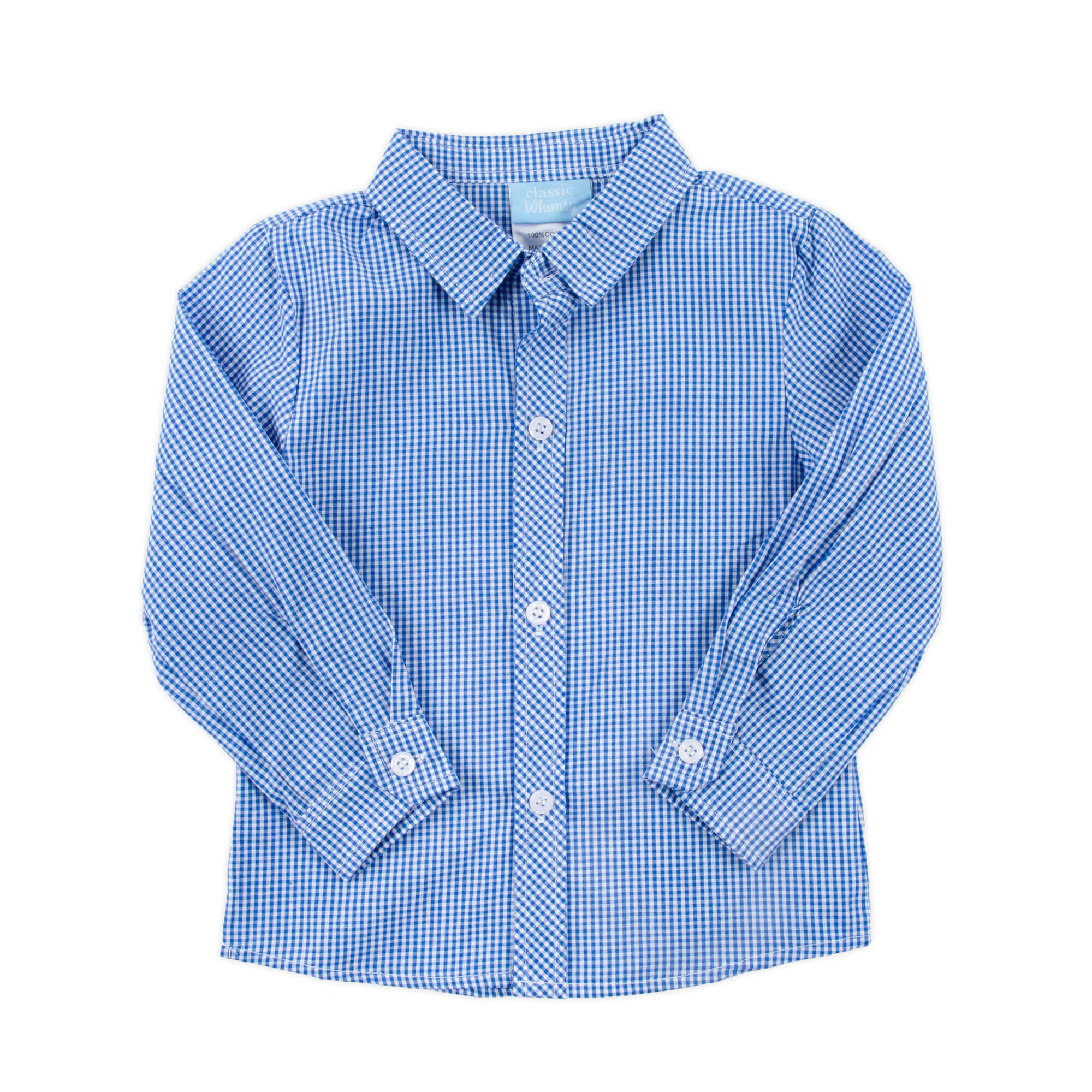 Gingham Button Down Shirt Royal Blue - Image 3
