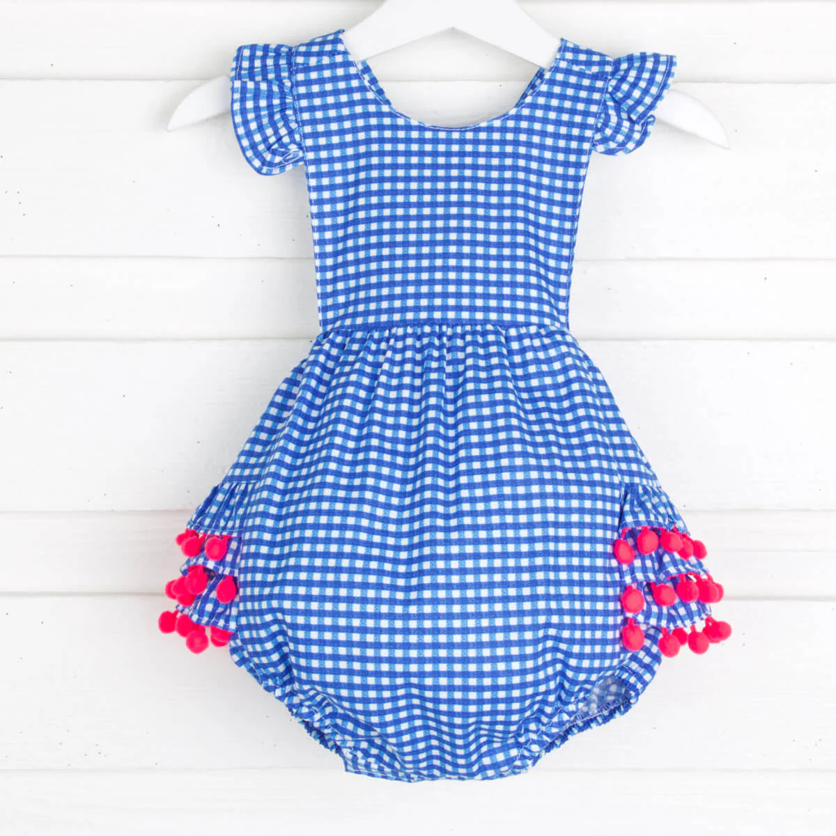 Royal Blue Gingham Ruffle Bubble - Image 2