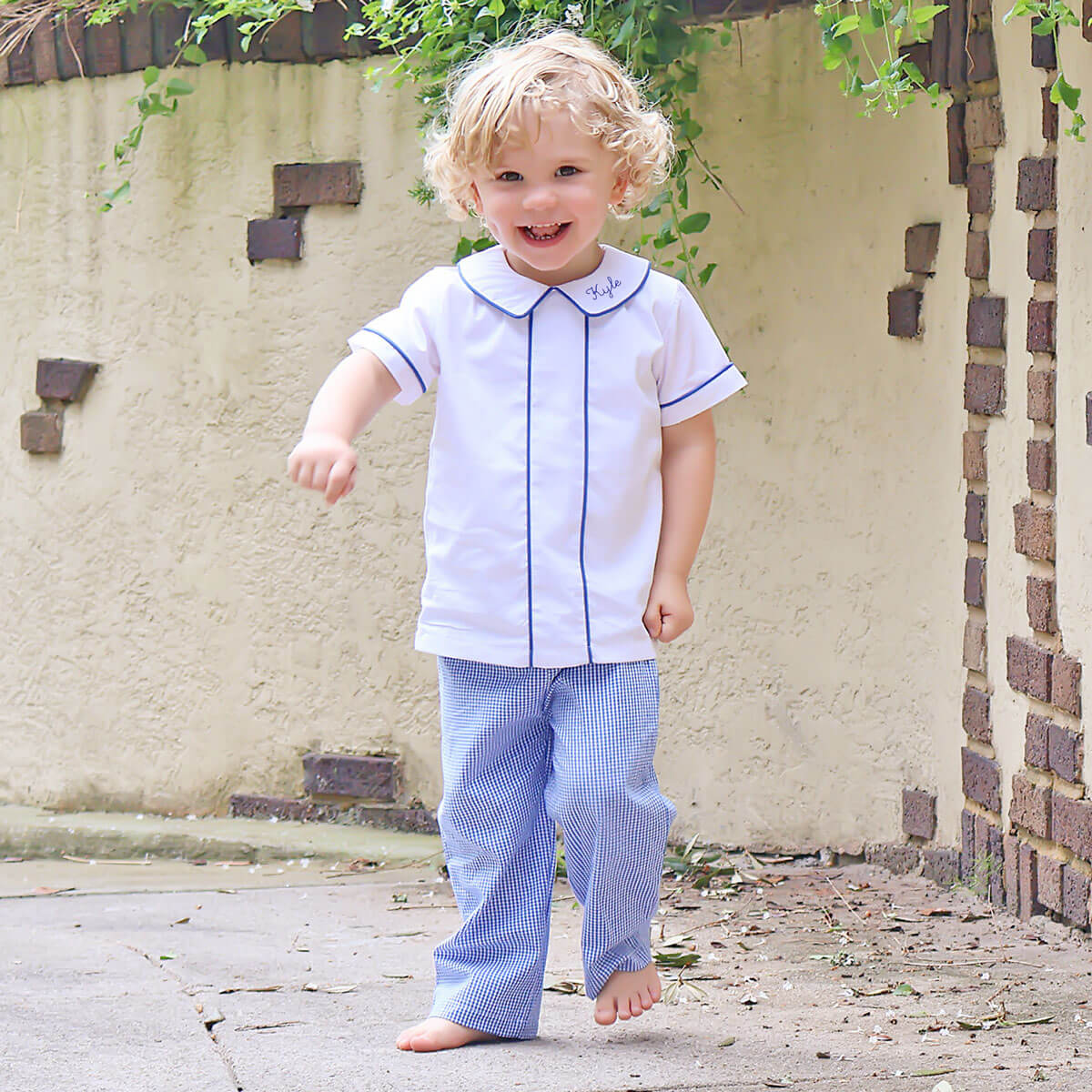 Royal Blue Gingham Standard Pants - Image 4