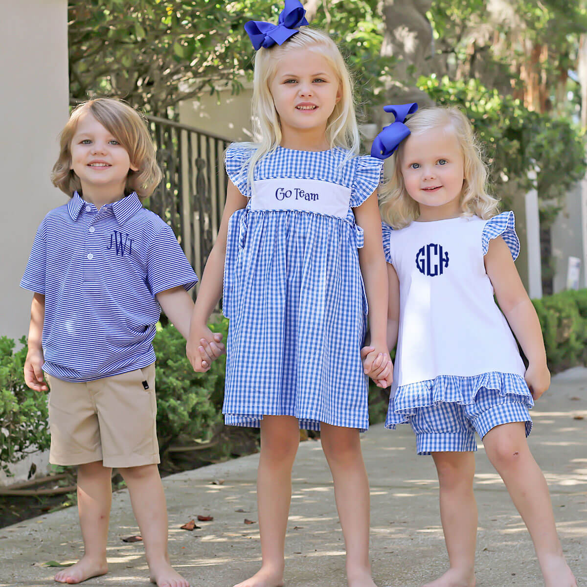 Royal Blue Gingham Tie Back Short Set - Image 6