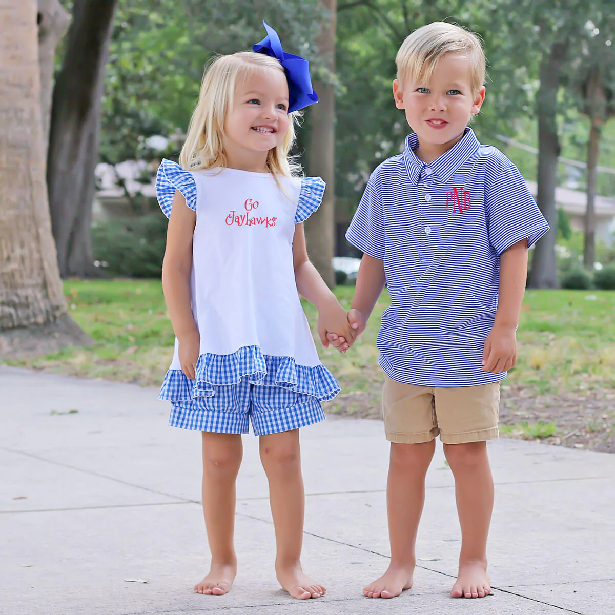 Royal Blue Gingham Tie Back Short Set - Image 8