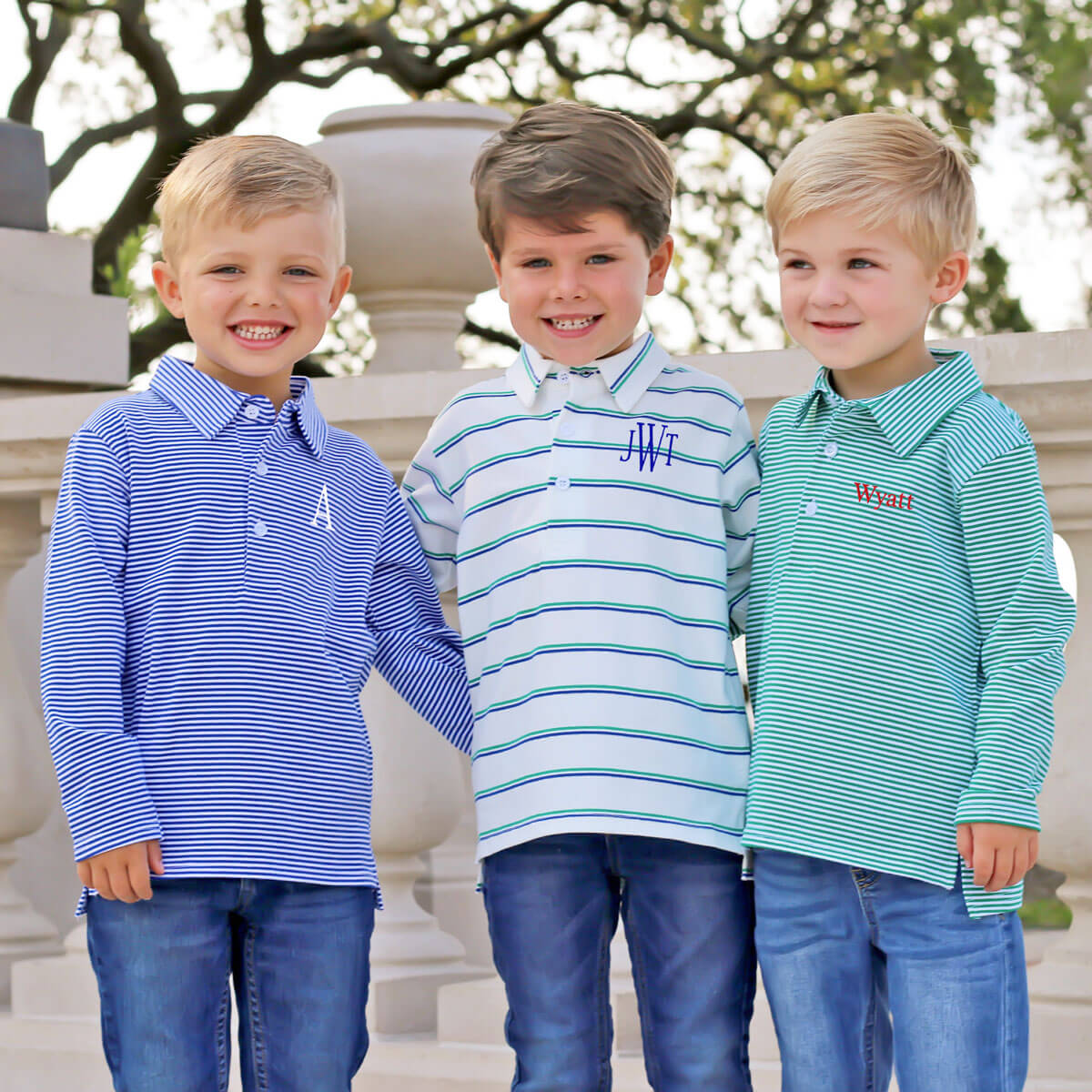 Royal Blue Stripe Long Sleeve Polo - Image 4