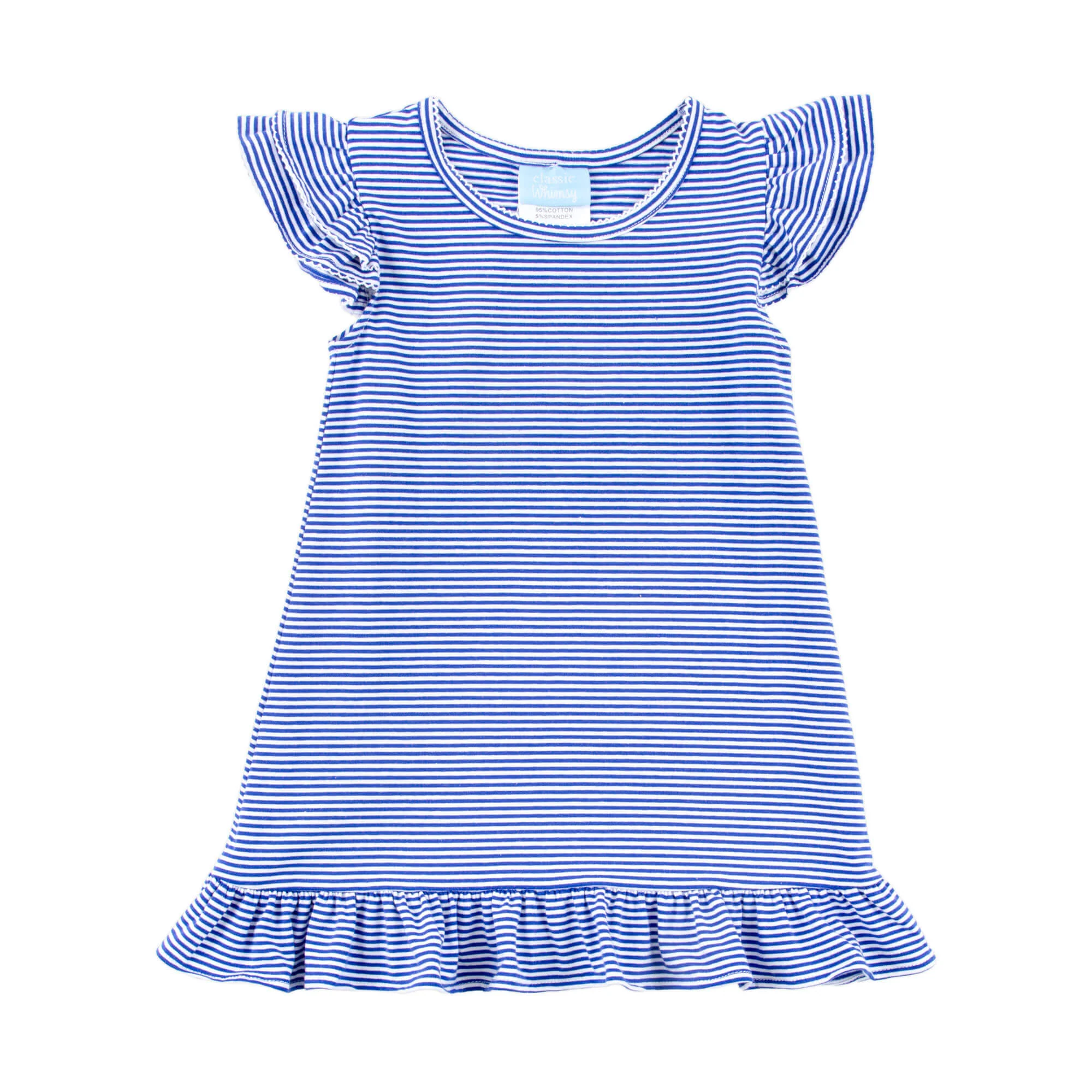 Milly Stripe Ruffle Dress Royal - Image 2