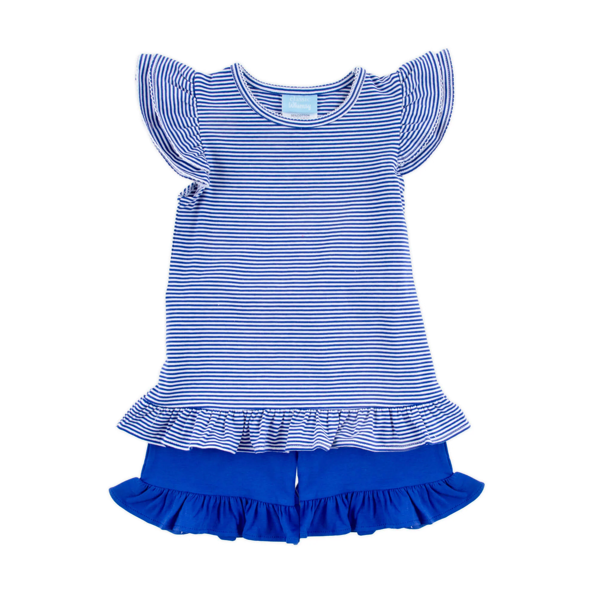 Milly Stripe Ruffle Short Set Royal - Image 2