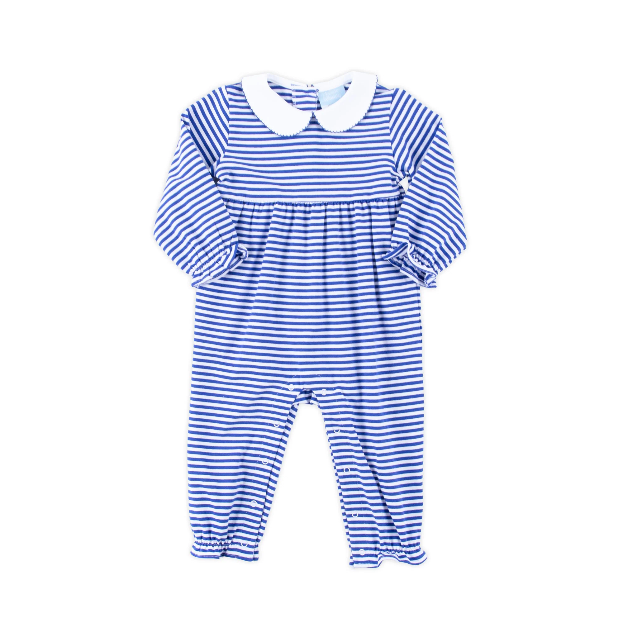 Royal Blue Stripe Ruffle Romper - Image 2