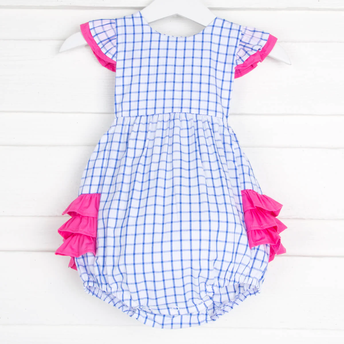 Royal Blue Windowpane Ruffle Bubble - Image 2