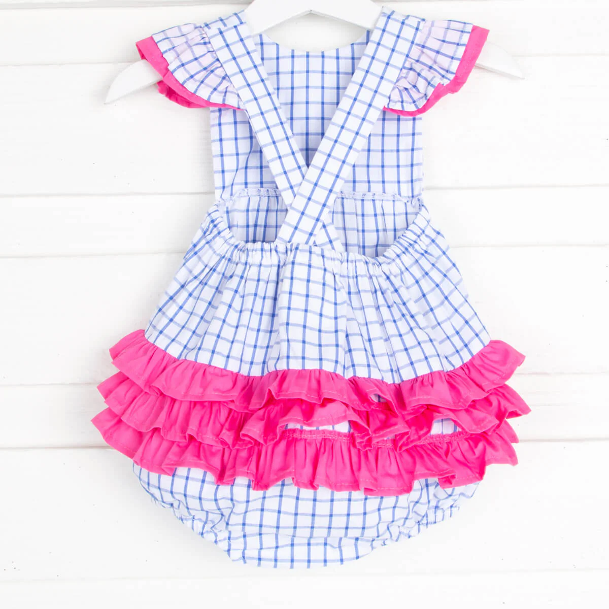 Royal Blue Windowpane Ruffle Bubble - Image 4