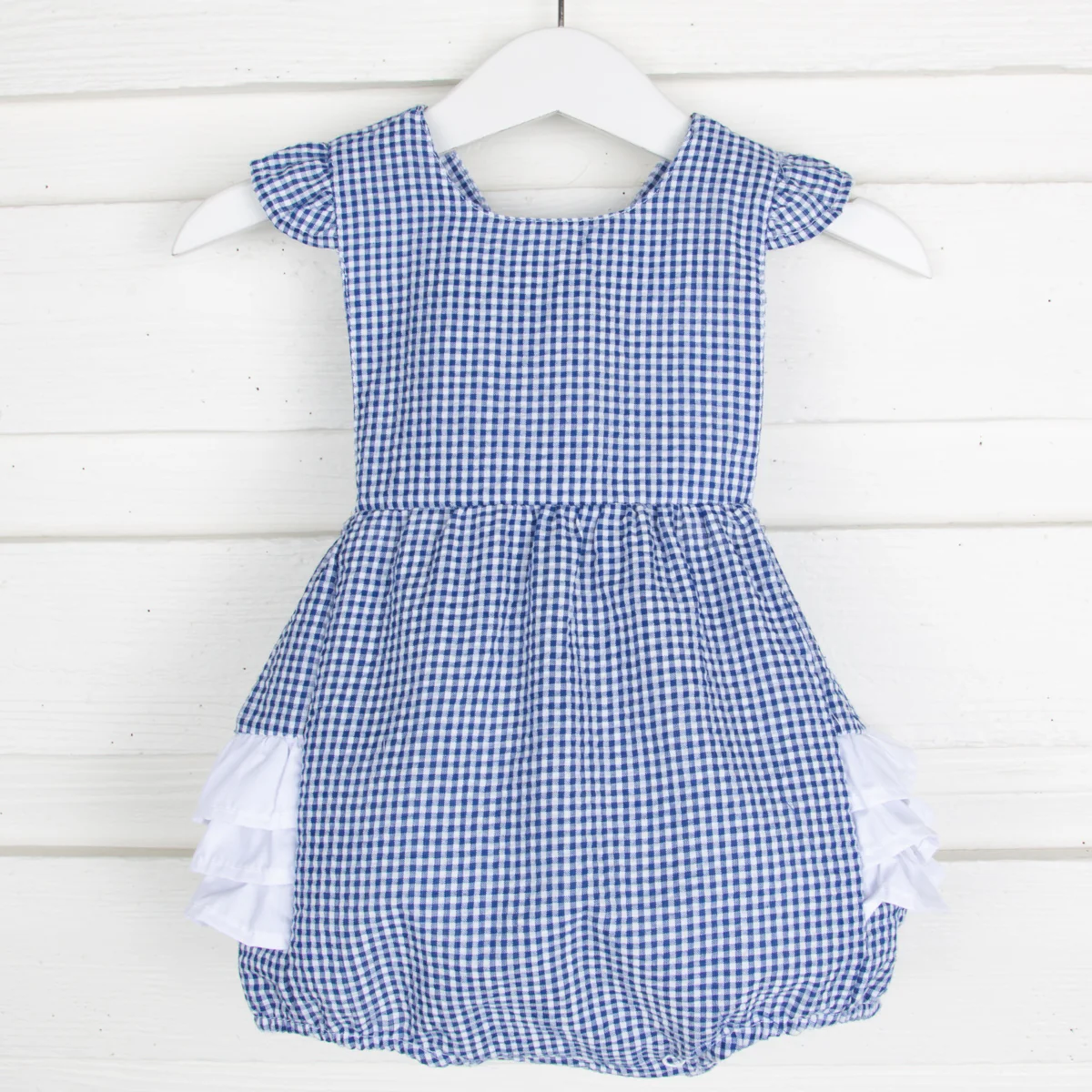 Royal Gingham Seersucker Ruffle Bubble - Image 2