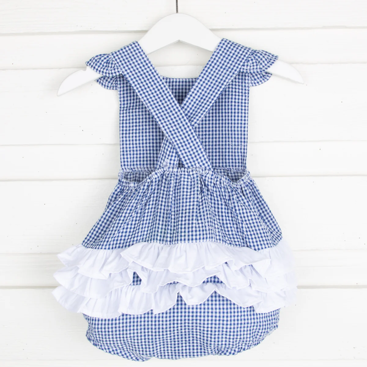 Royal Gingham Seersucker Ruffle Bubble - Image 3