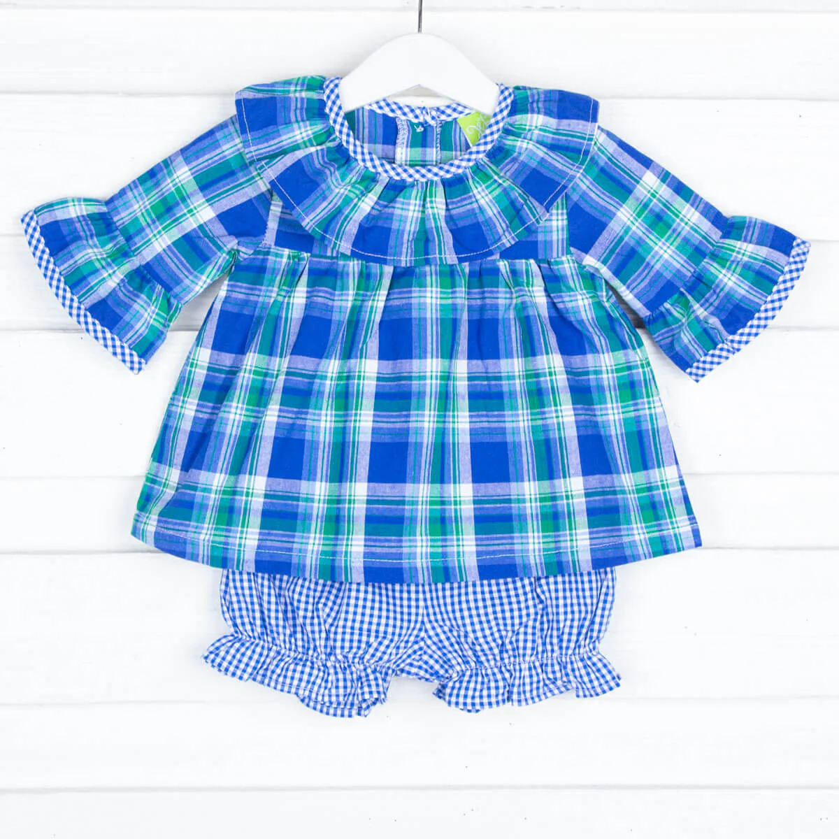 Royal Plaid Ruffle Mary Bloomer Set - Image 2