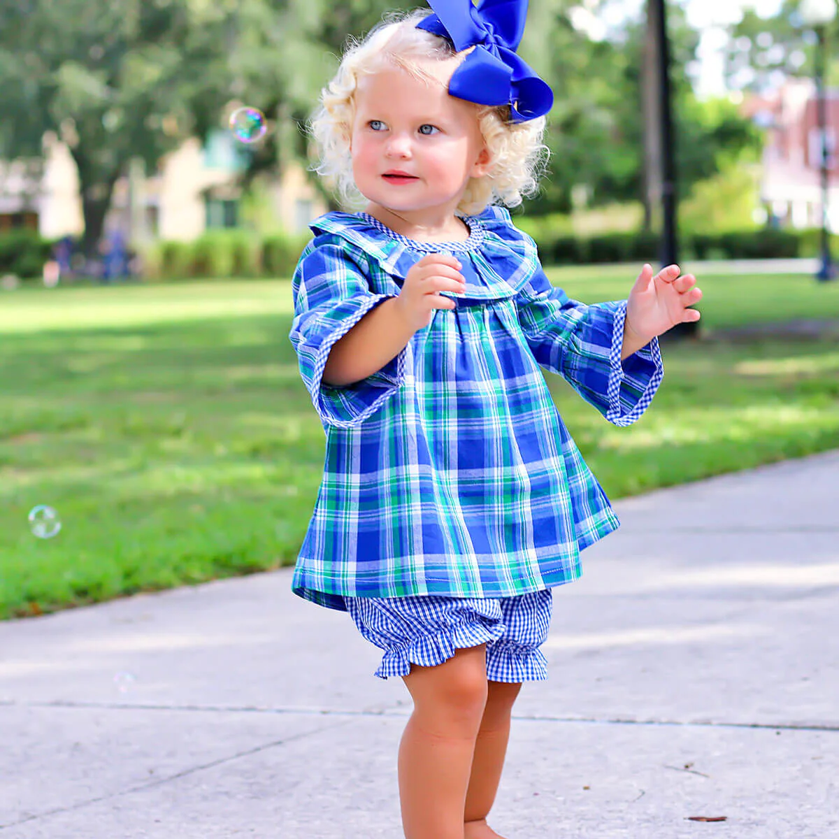 Royal Plaid Ruffle Mary Bloomer Set - Image 3