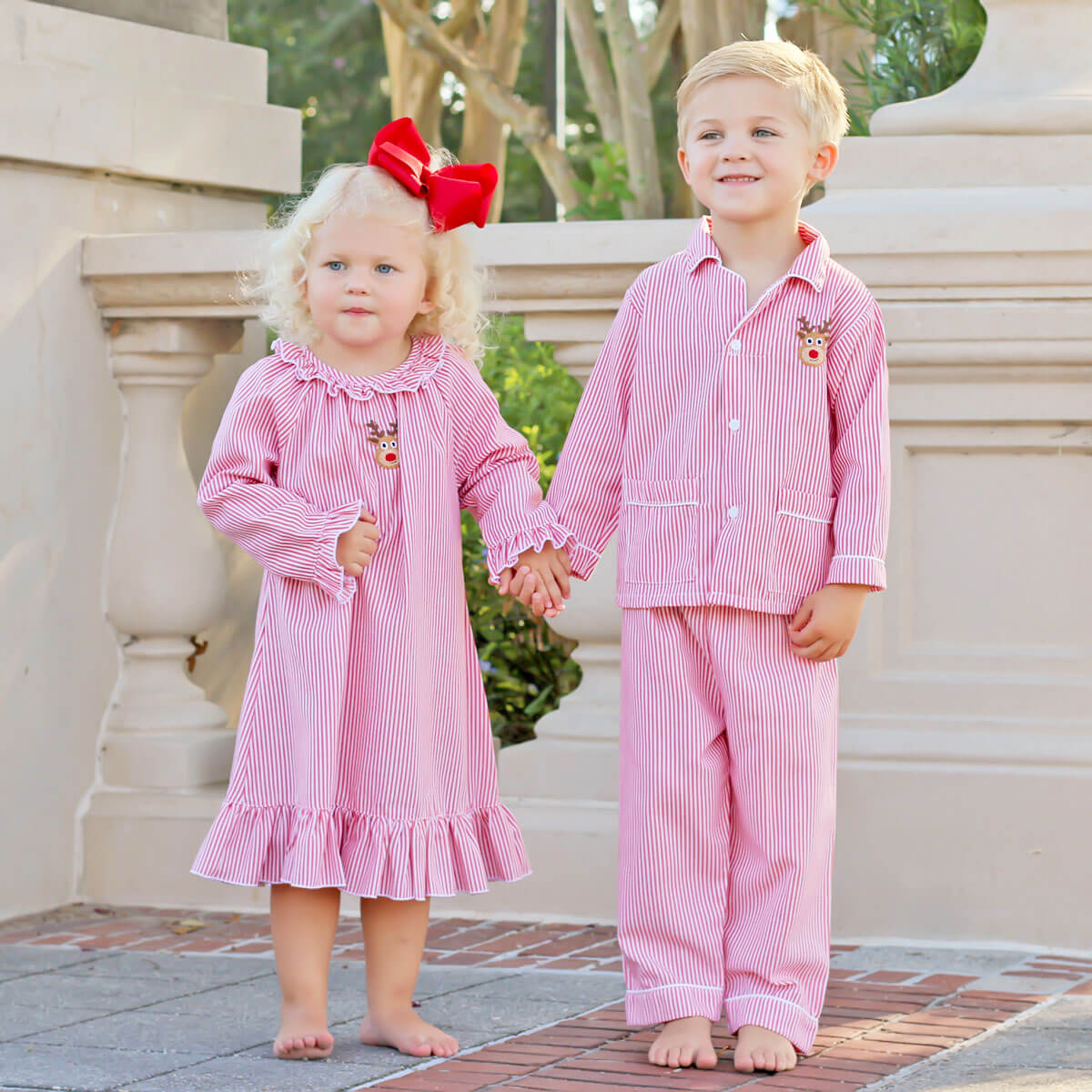 Rudolph Embroidered Red Stripe Nightgown - Image 11