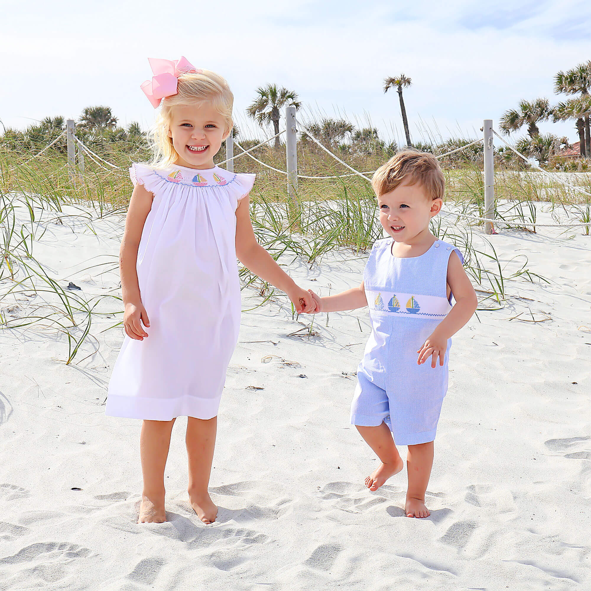 Sailboat Bliss Smocked White Angel Sleeve Dress - Image 4