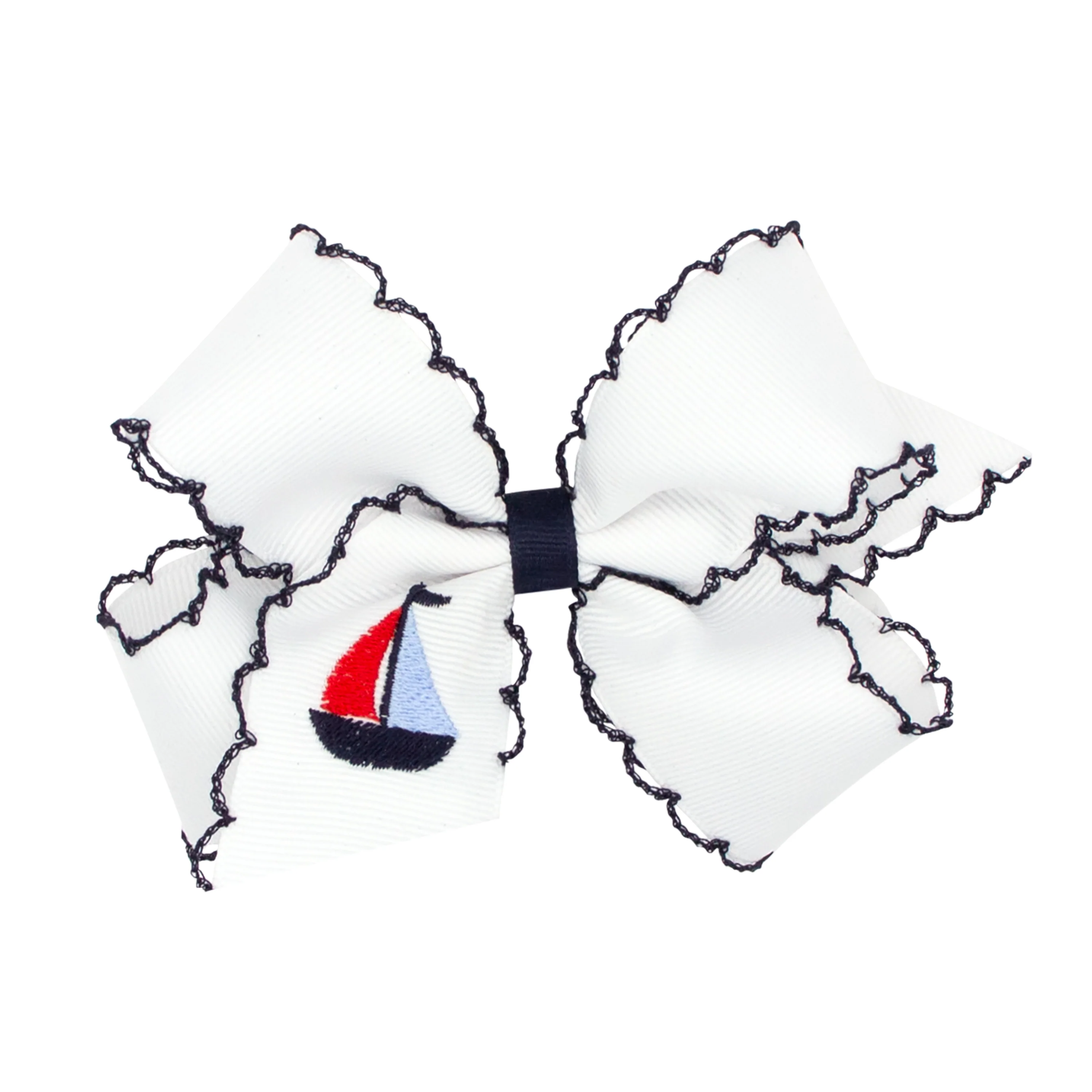 Nautical Sailboat Embroidered Moonstitch Bow - Image 3