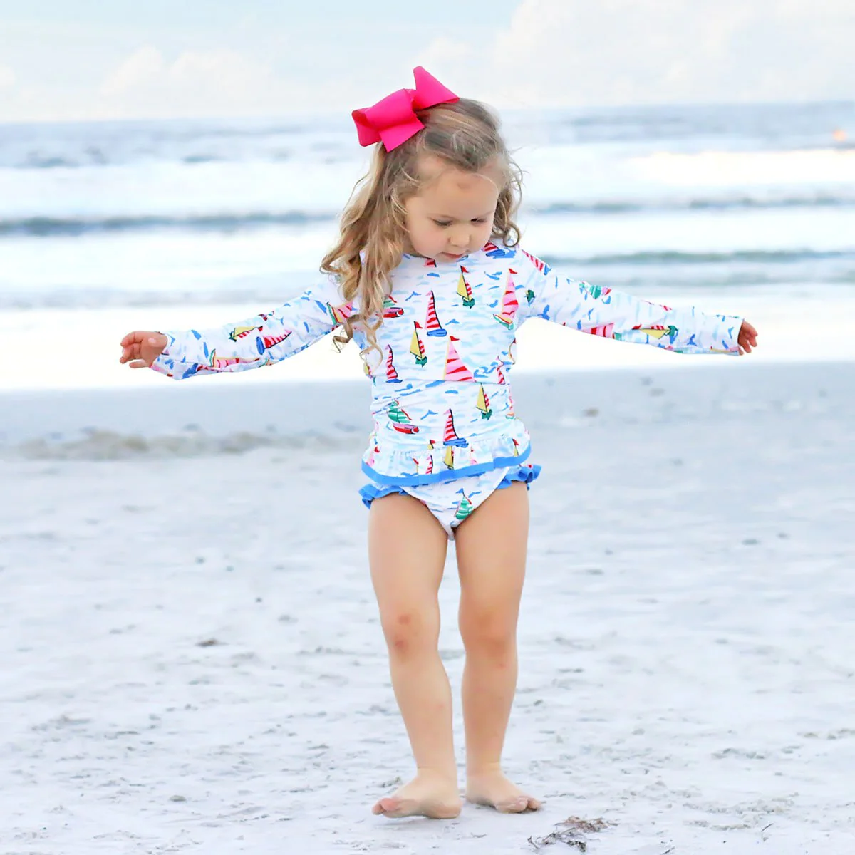 Watercolor Sailboat Rash Guard Set - Image 12