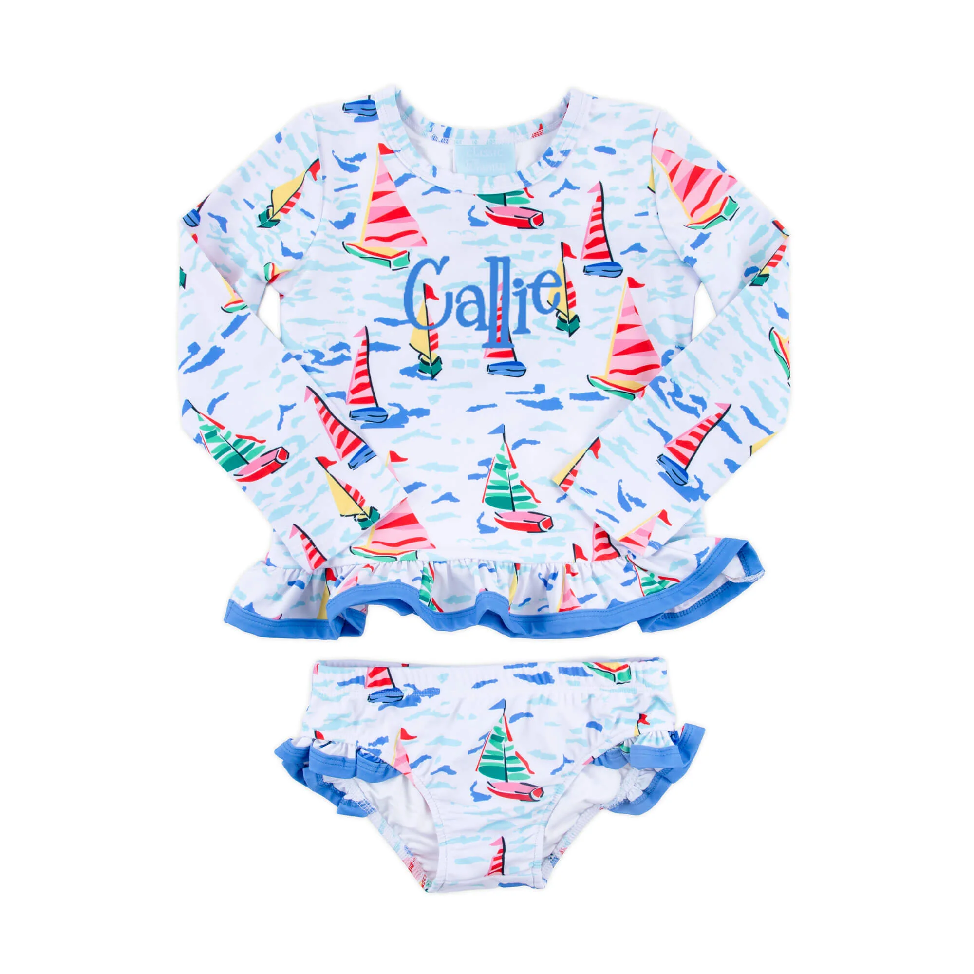 Watercolor Sailboat Rash Guard Set - Image 2