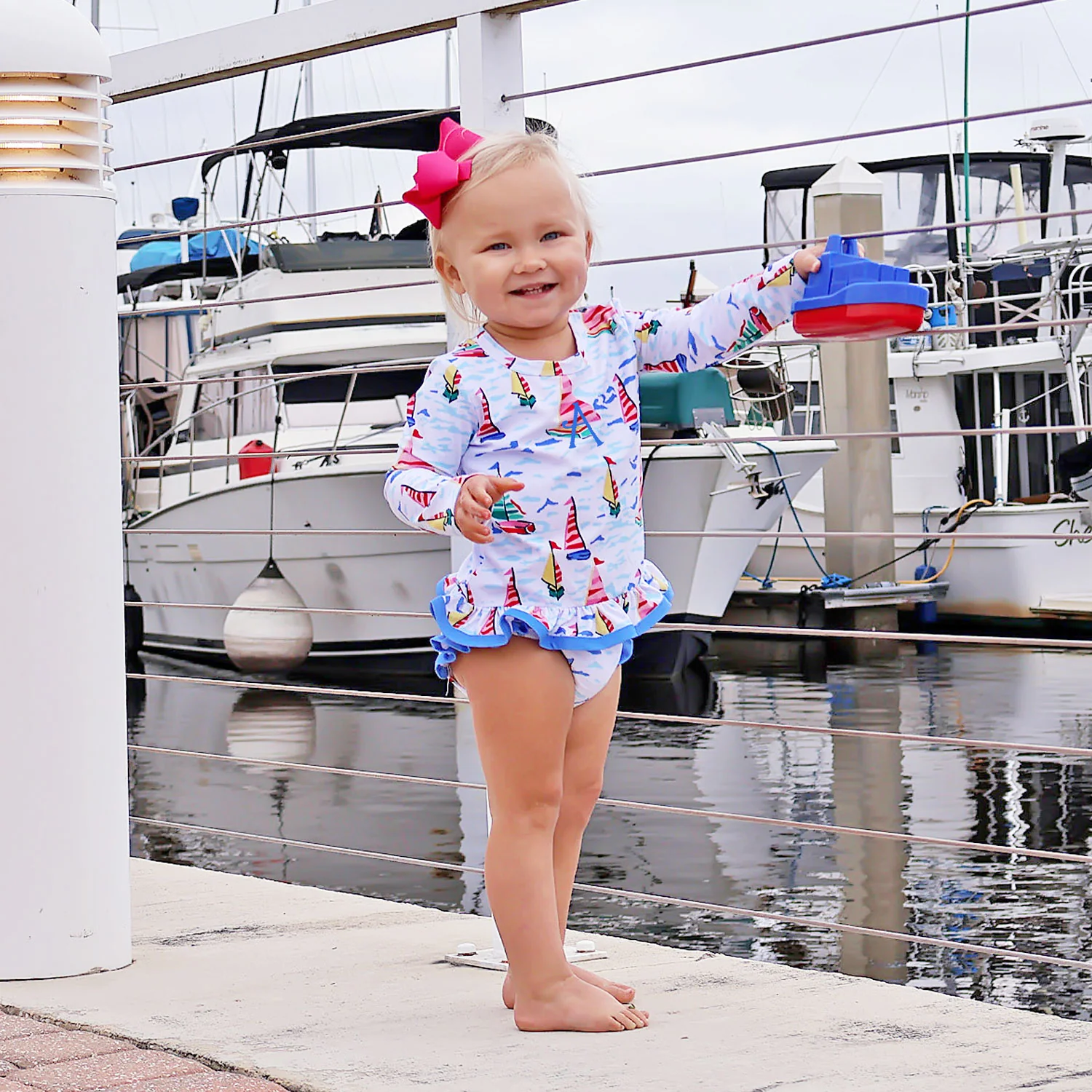 Watercolor Sailboat Rash Guard Set - Image 7