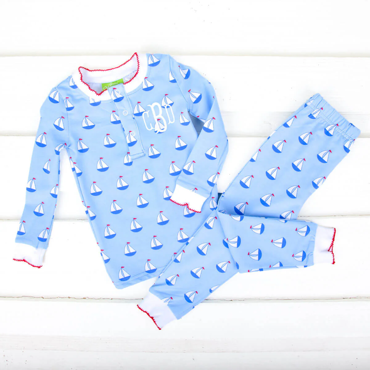 Blue Sailboat Henley Pajamas - Image 2