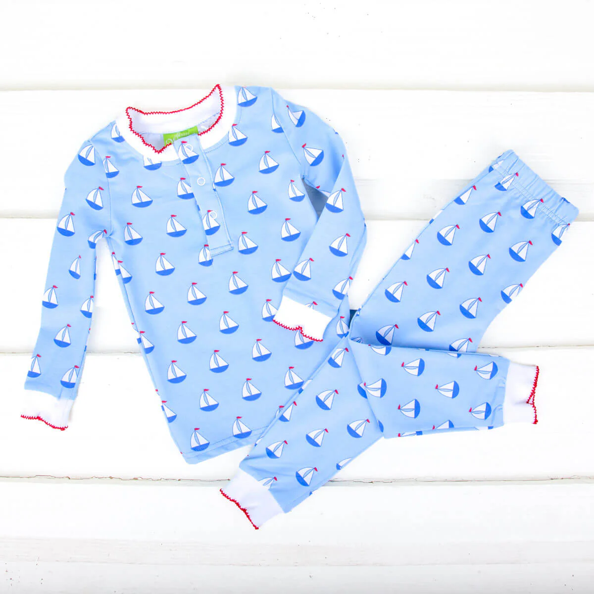 Blue Sailboat Henley Pajamas - Image 8