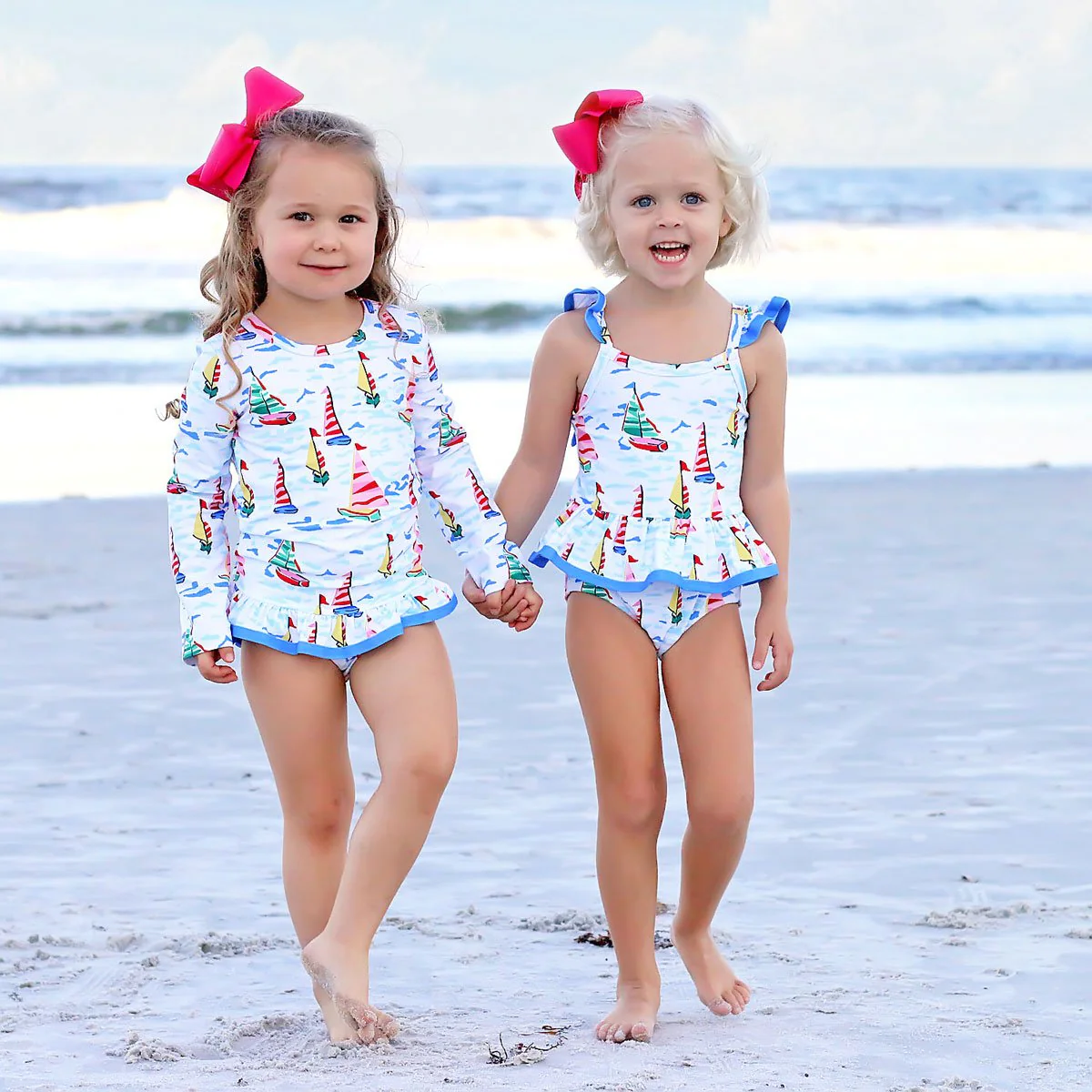 Watercolor Sailboat One Piece Swimsuit - Image 10