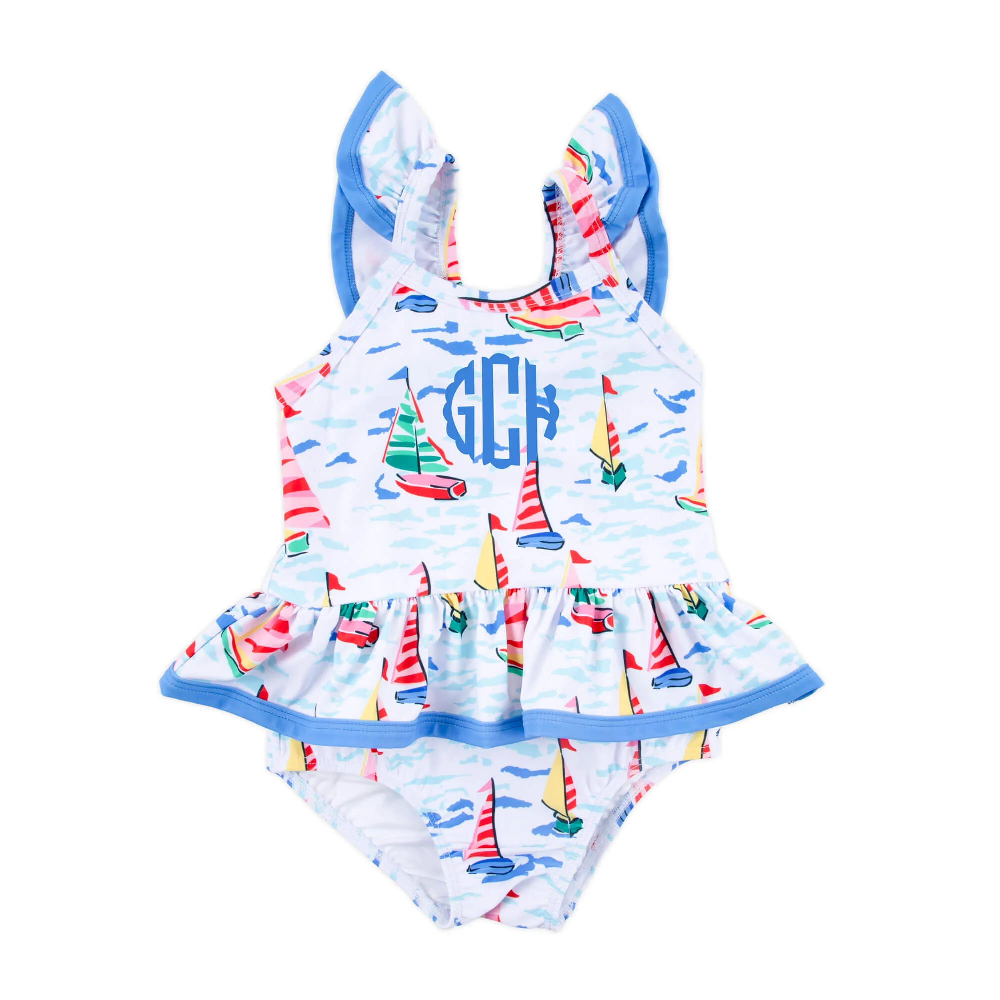 Watercolor Sailboat One Piece Swimsuit - Image 3