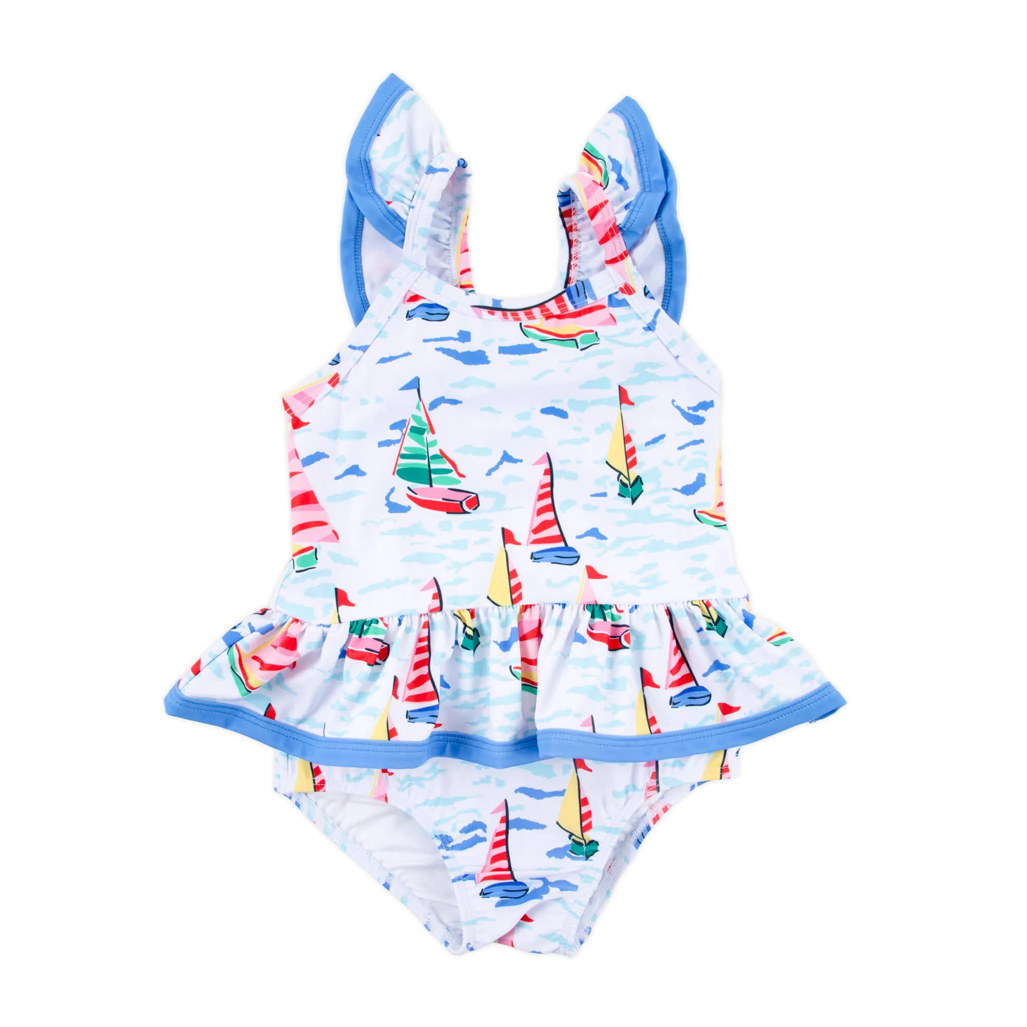 Watercolor Sailboat One Piece Swimsuit - Image 7