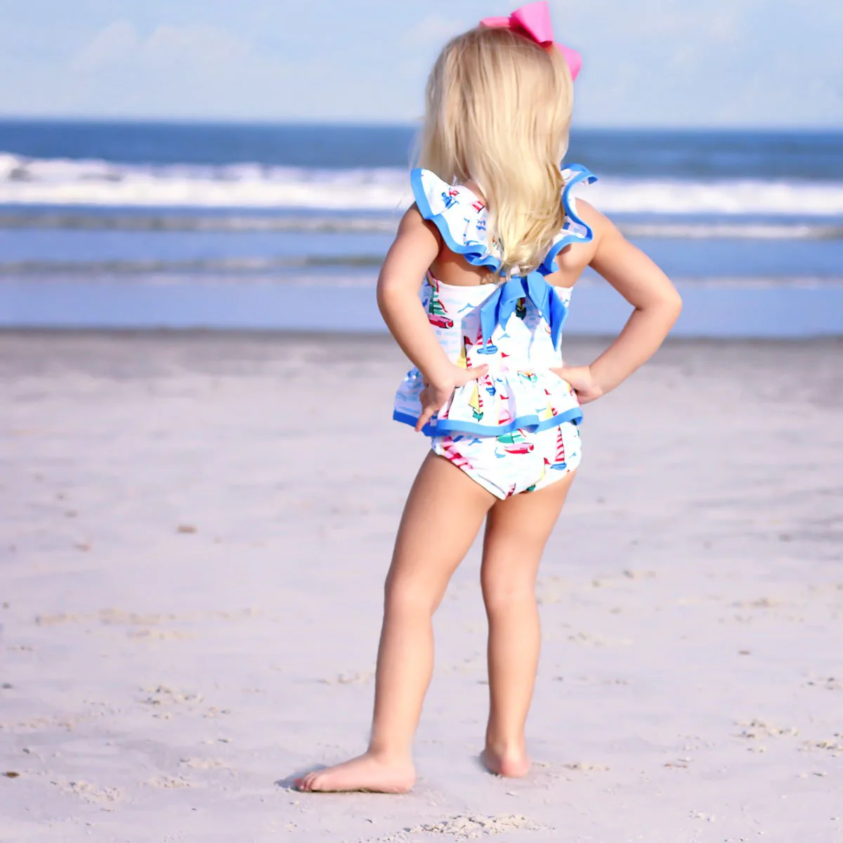 Watercolor Sailboat One Piece Swimsuit - Image 9