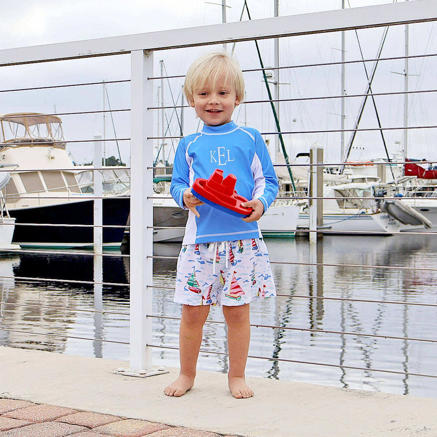 Watercolor Sailboat Swim Trunks - Image 4
