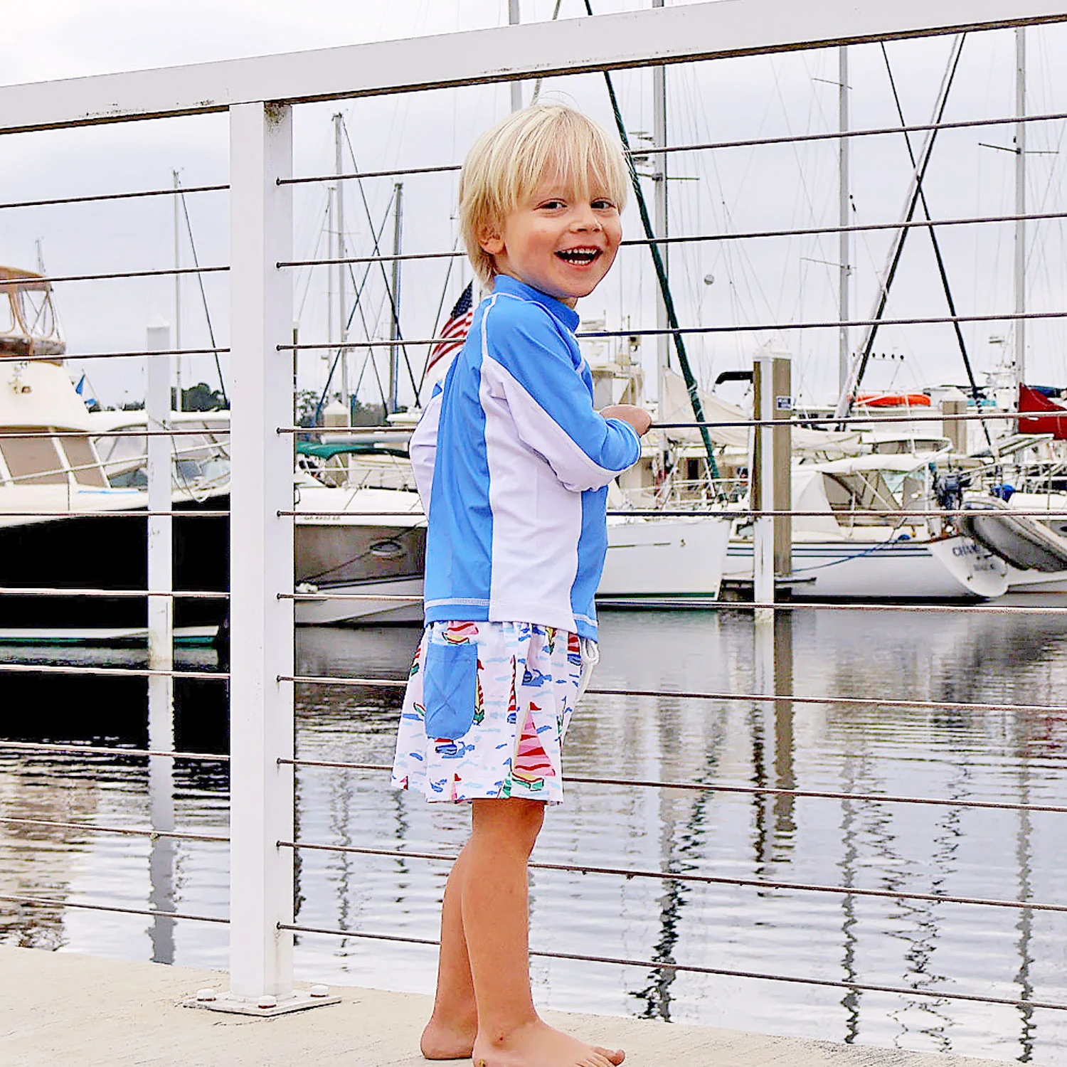 Watercolor Blue Rash Guard - Image 7