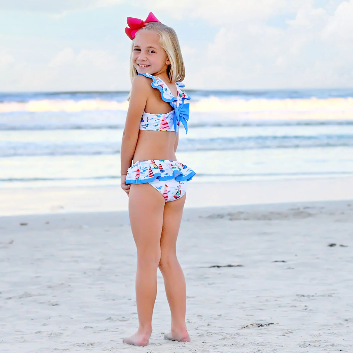 Watercolor Sailboat Two Piece Swimsuit - Image 9