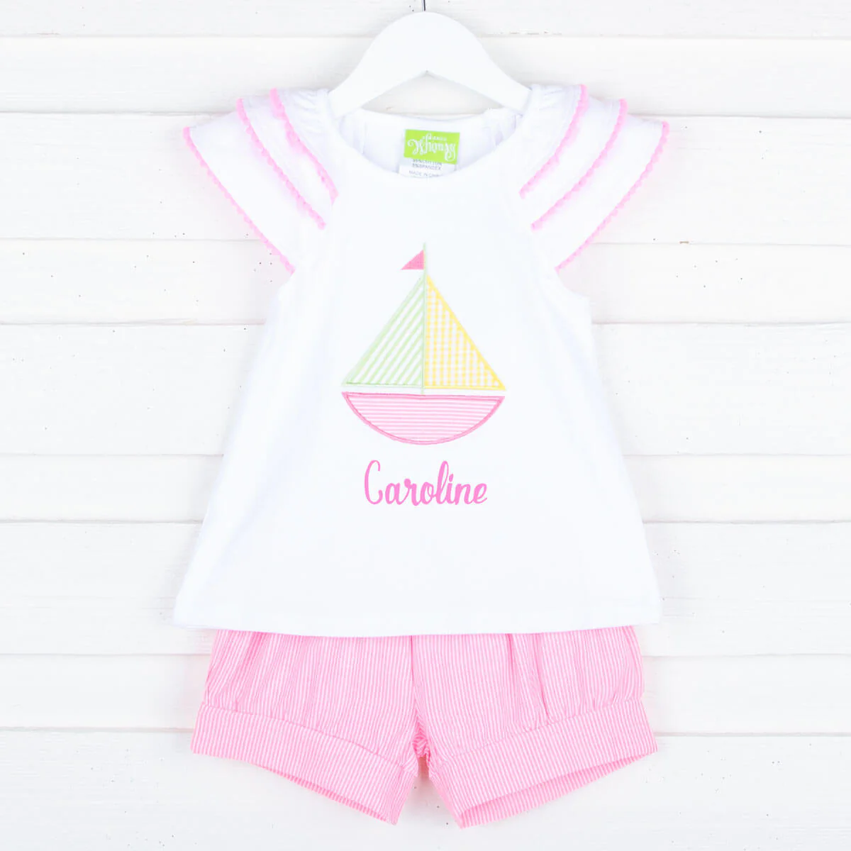 Sailboat White Ruffle Milly Short Set - Image 2