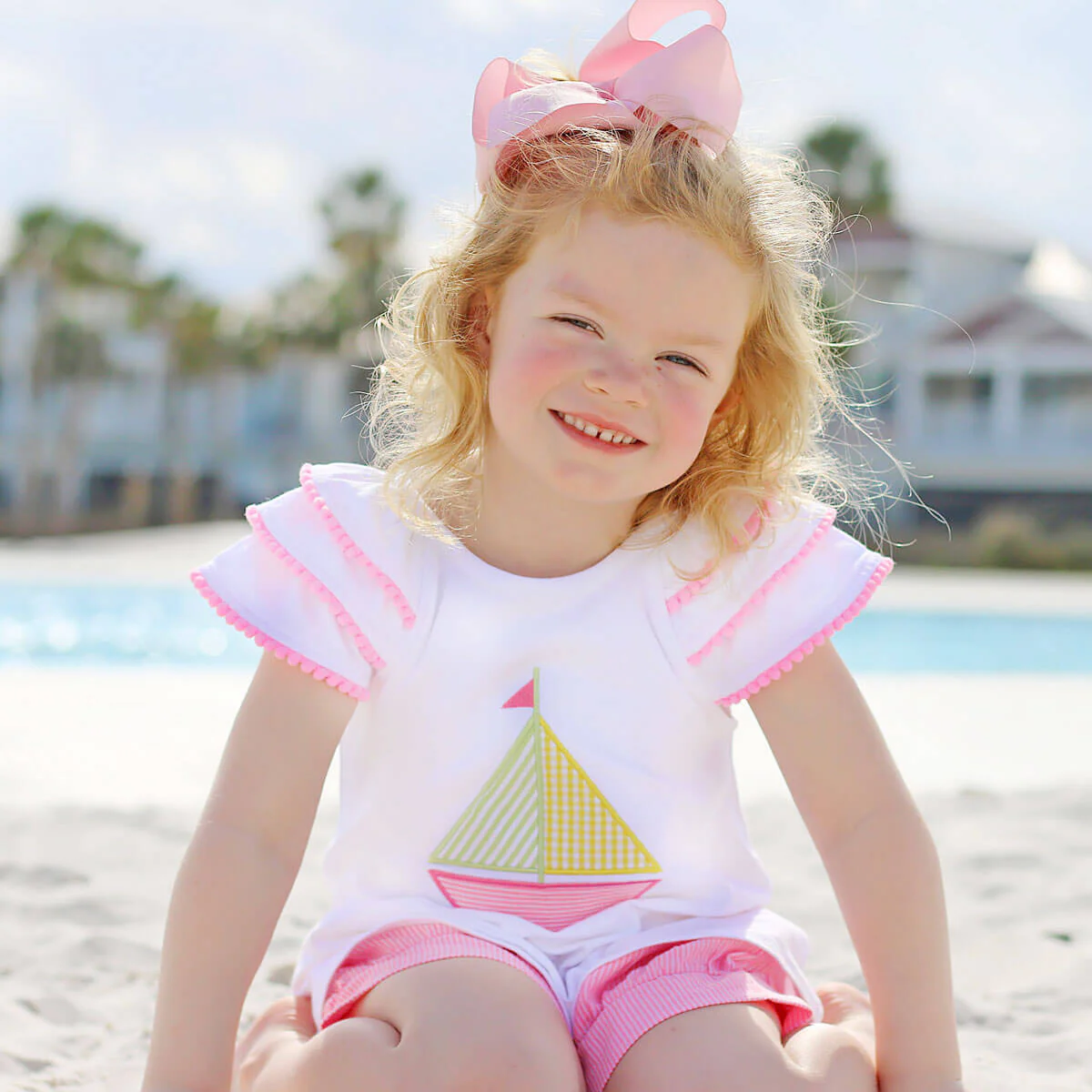 Sailboat White Ruffle Milly Short Set - Image 3