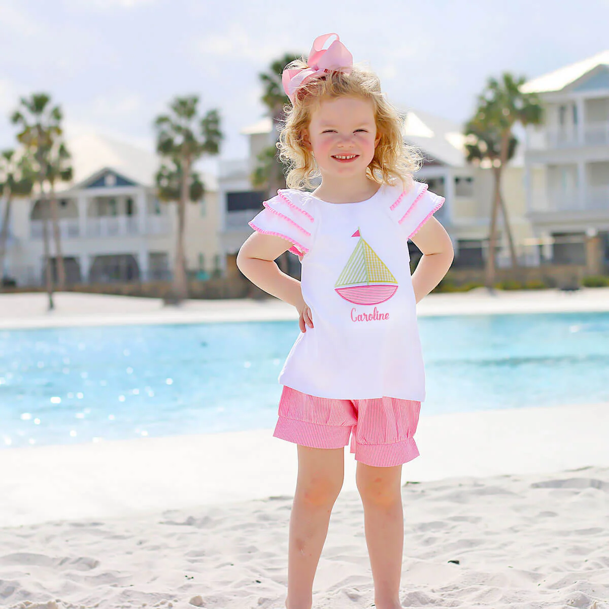 Sailboat White Ruffle Milly Short Set - Image 7