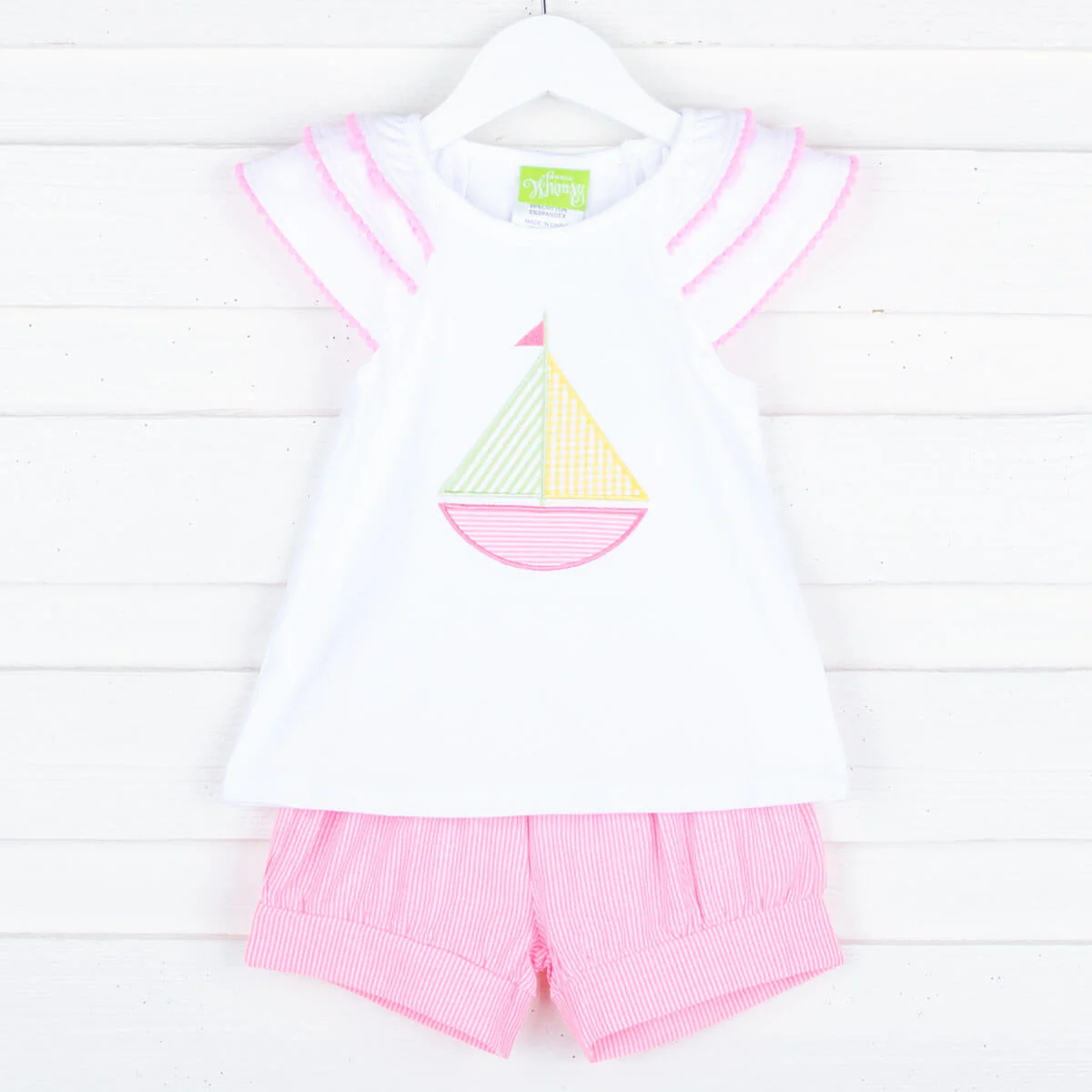 Sailboat White Ruffle Milly Short Set - Image 9