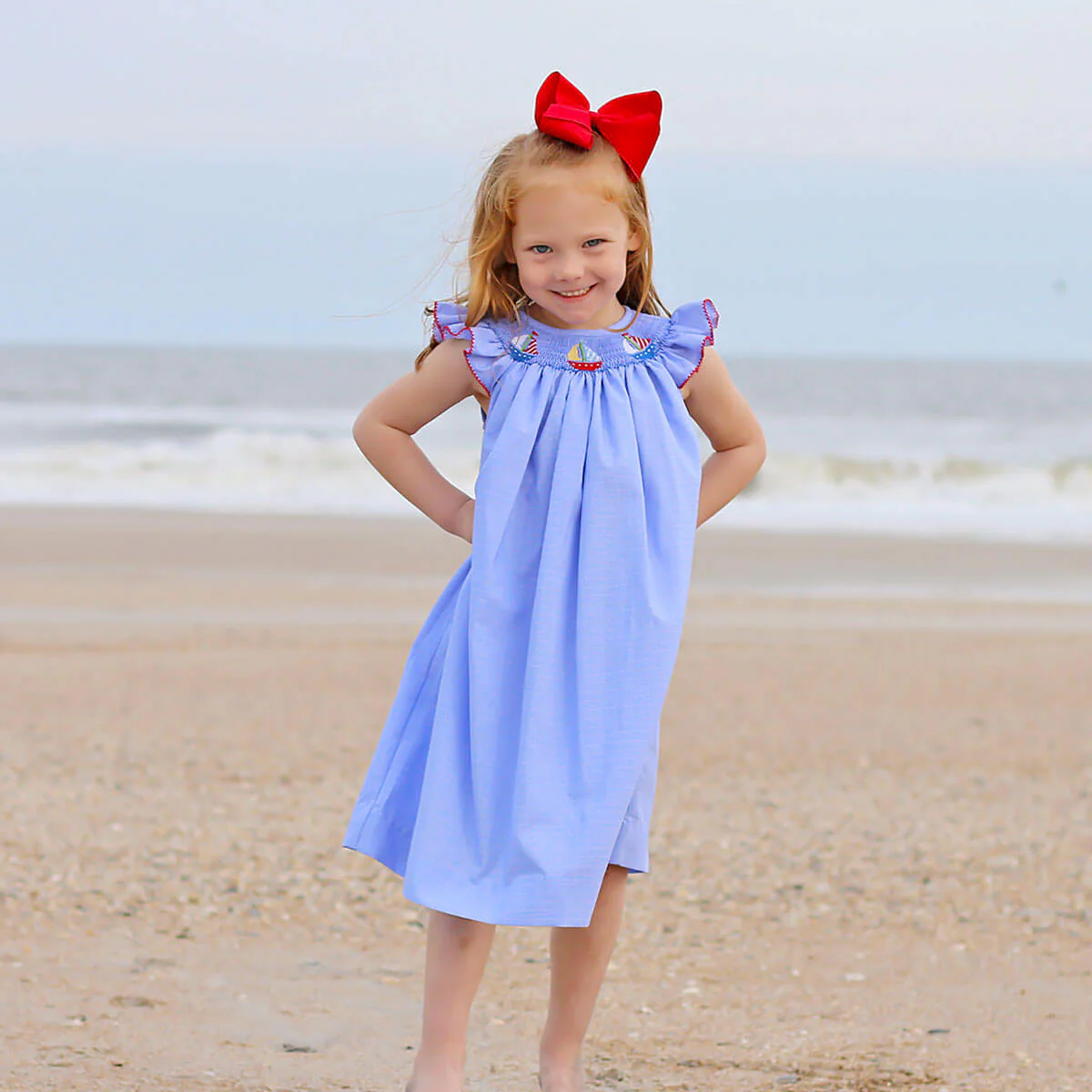Sailing Away Blue Plaid Smocked Dress - Image 2