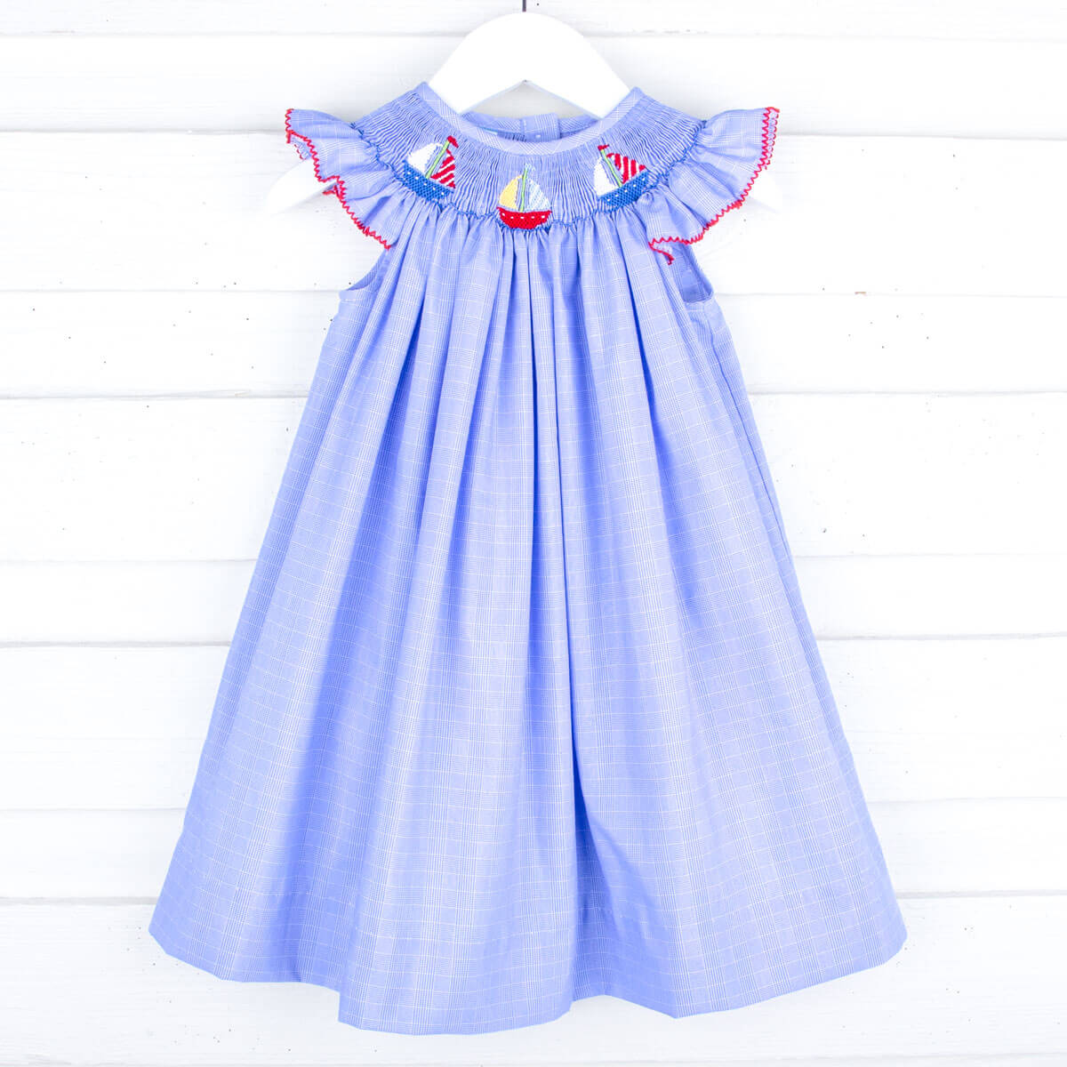 Sailing Away Blue Plaid Smocked Dress - Image 3
