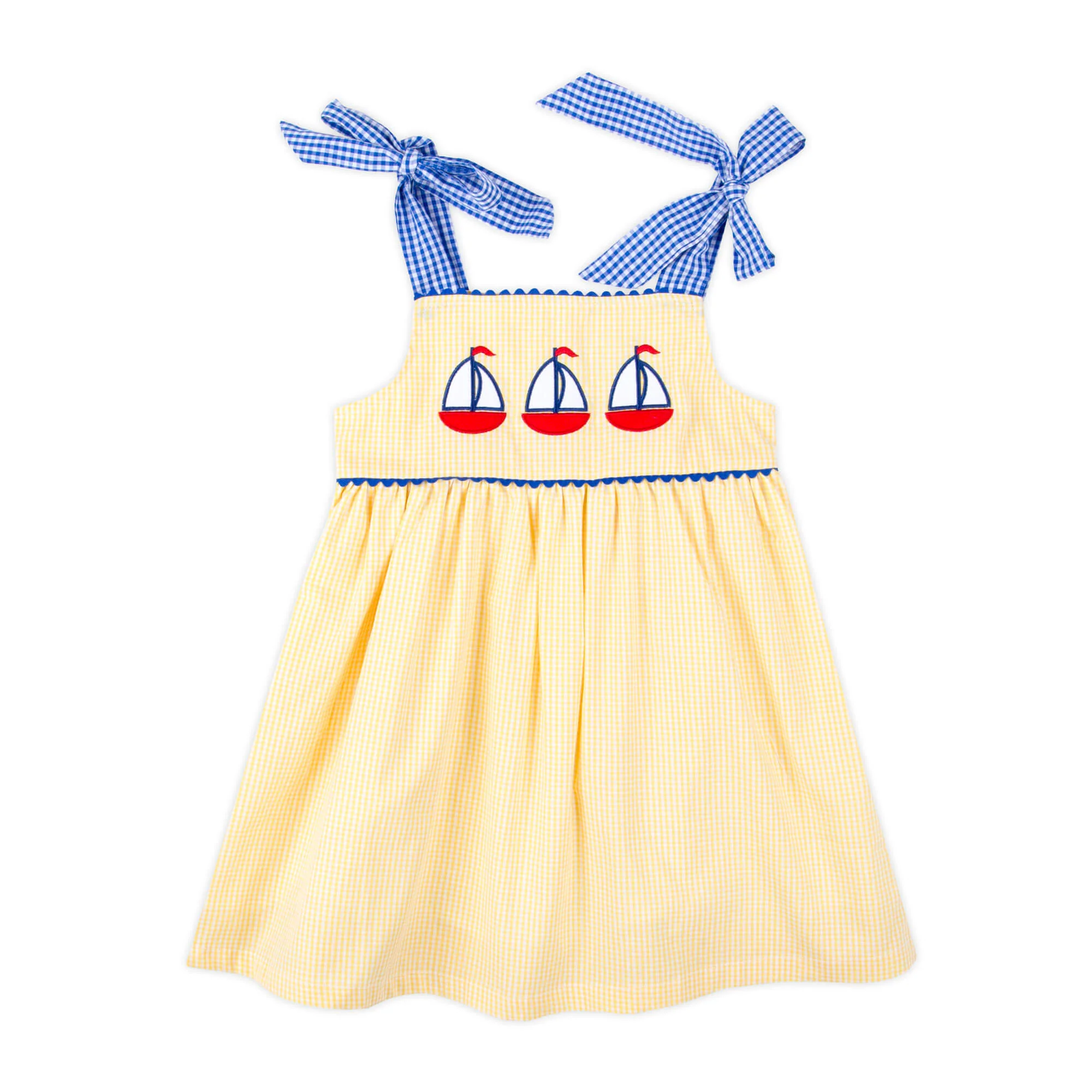 Newport Sailboat Yellow Gingham Aubree Dress - Image 2