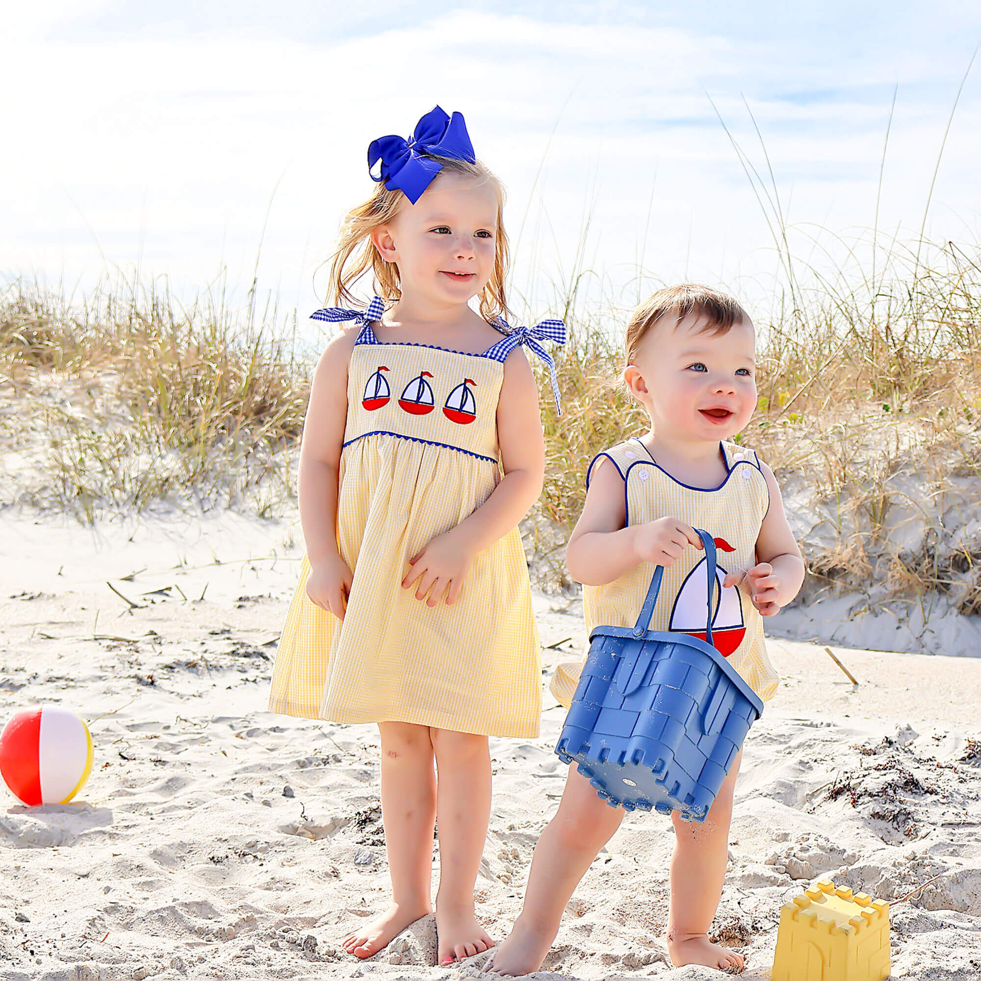 Newport Sailboat Yellow Gingham Aubree Dress - Image 6