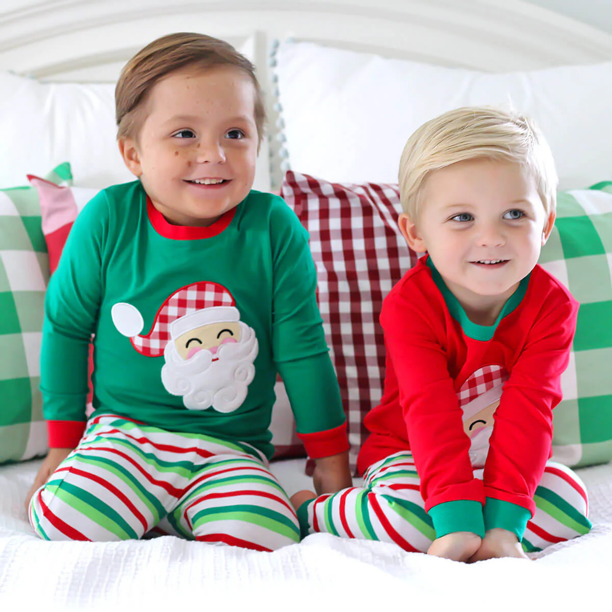 Happy Santa Green Cheerful Stripe Pajamas - Image 4