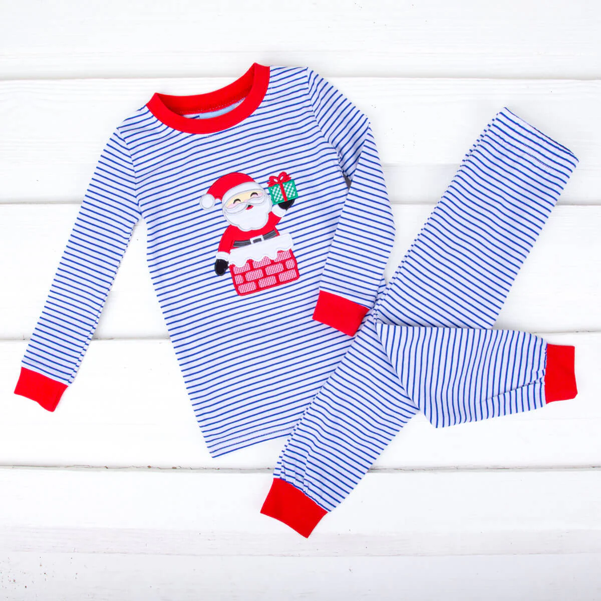 Up on the Housetop Blue Stripe Pajamas - Image 2