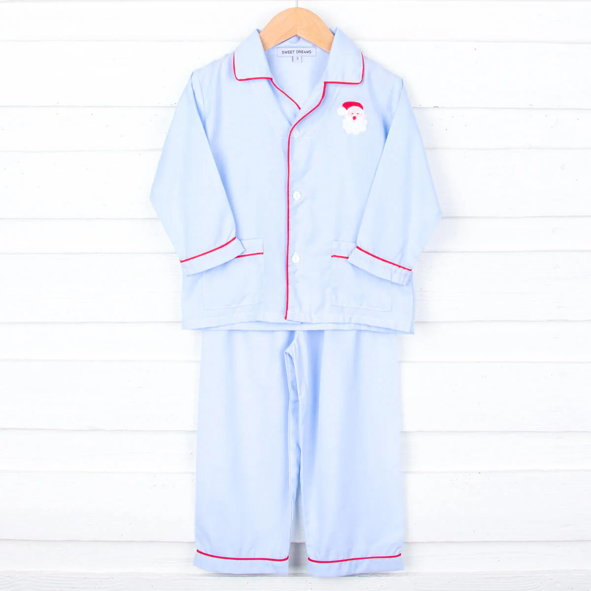 Santa Embroidered Classic Blue Pajamas - Image 2