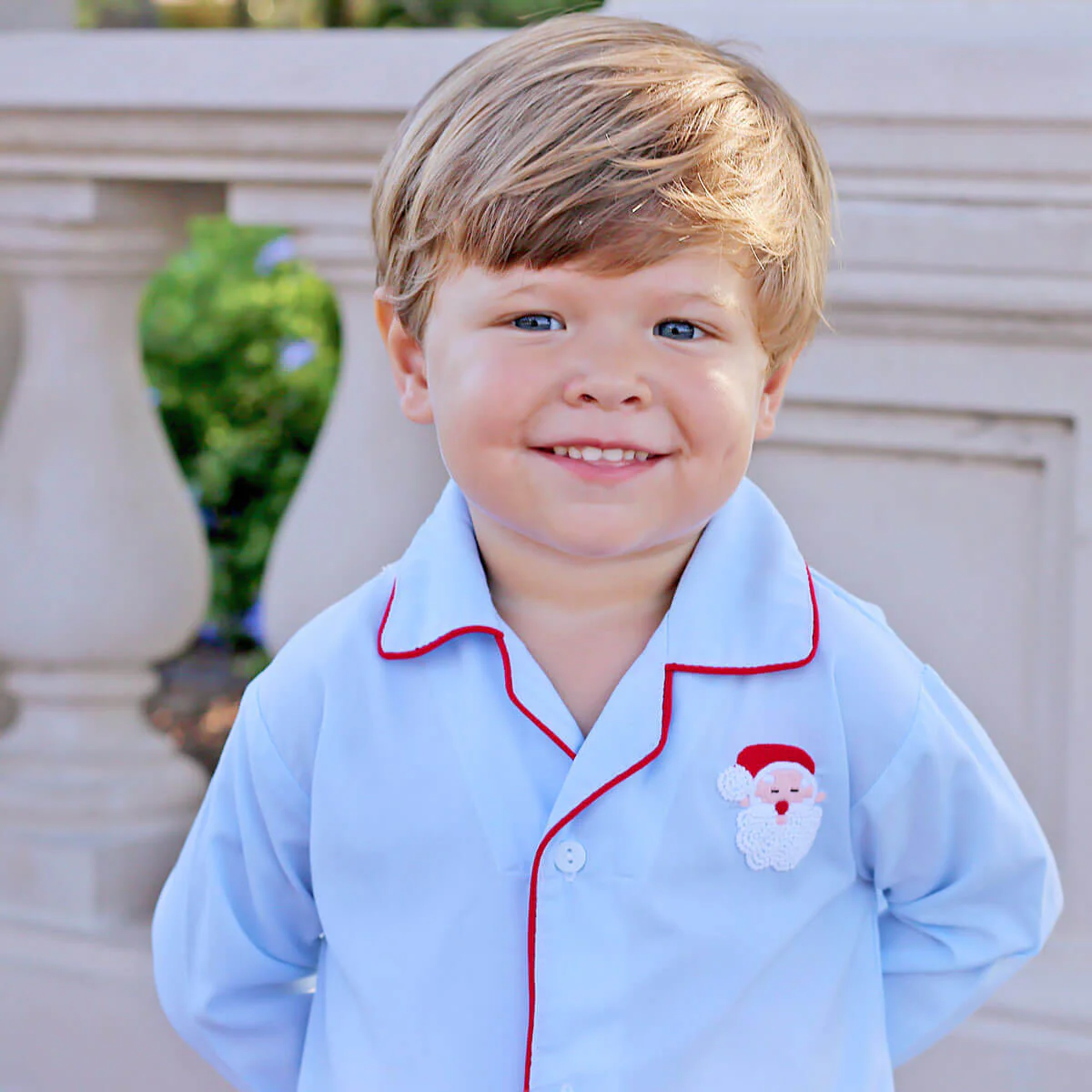 Santa Embroidered Classic Blue Pajamas - Image 3