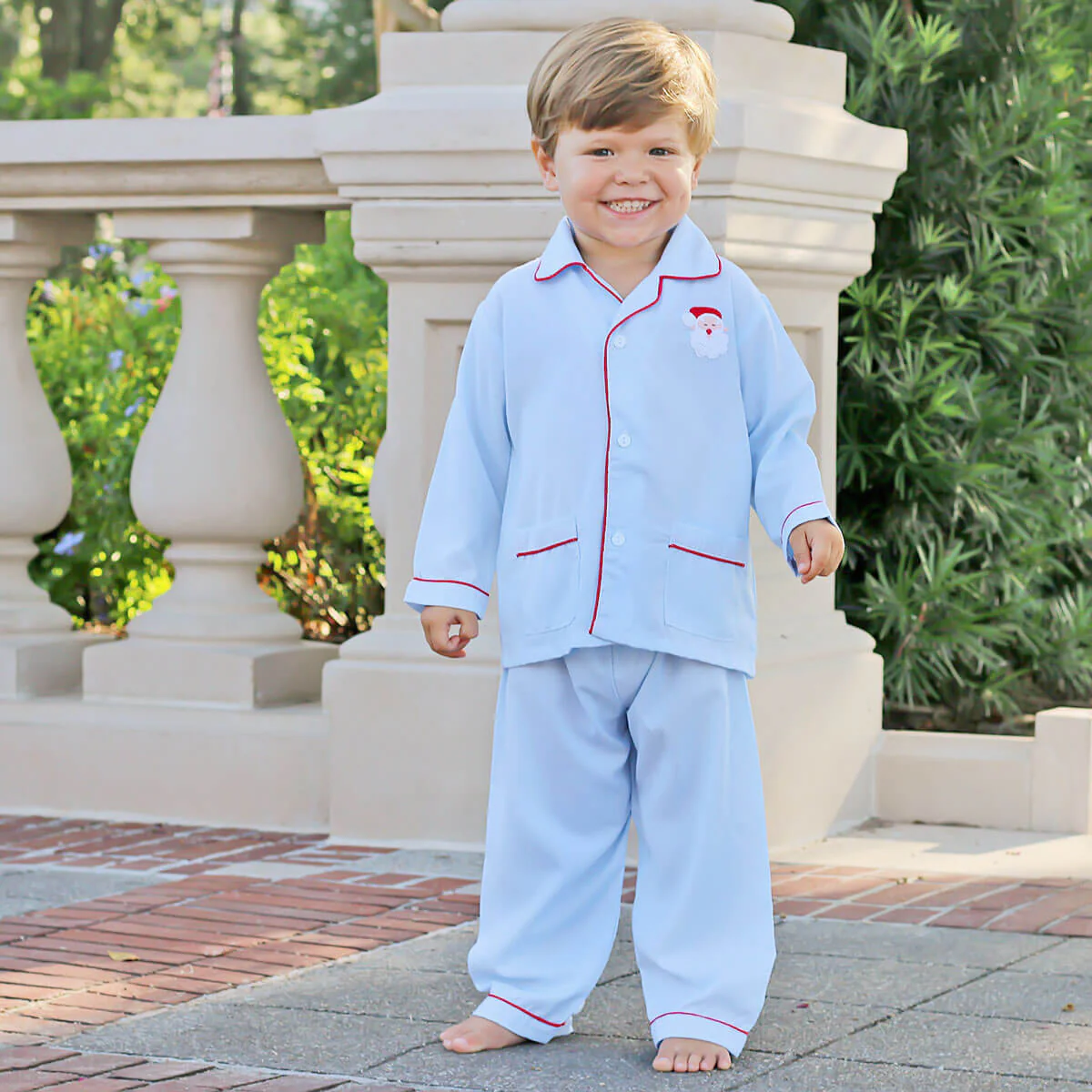 Santa Embroidered Classic Blue Pajamas - Image 4