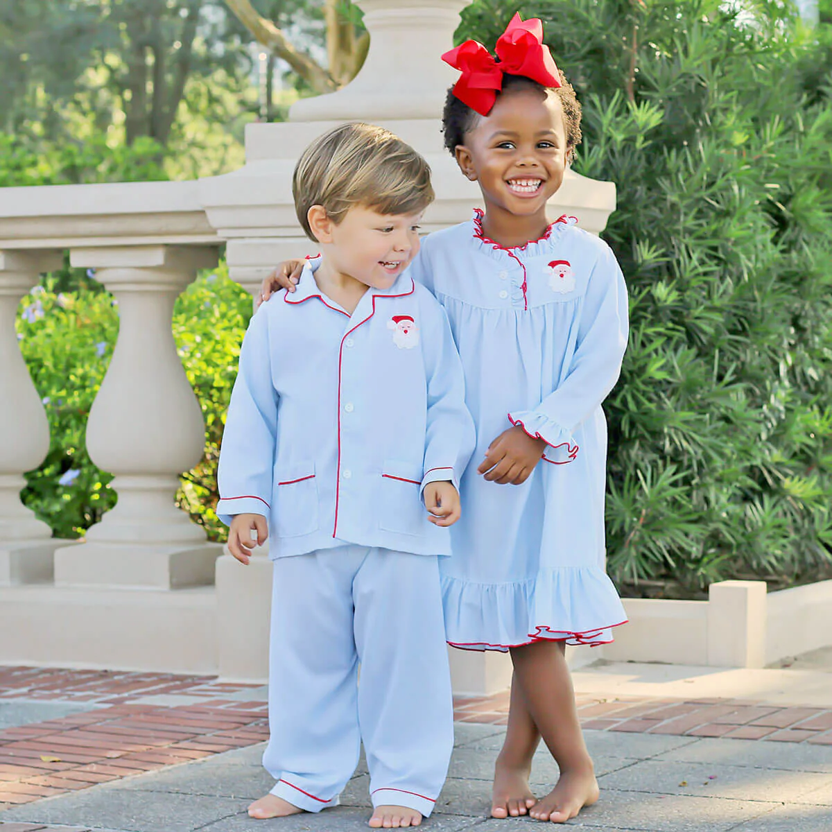 Santa Embroidered Classic Blue Pajamas - Image 6