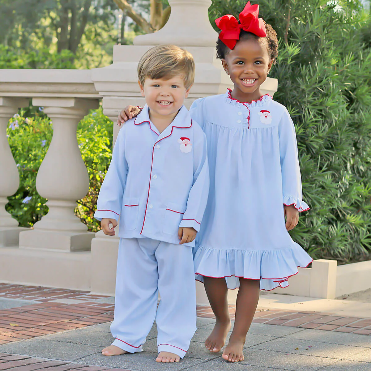 Santa Embroidered Long Sleeve Blue Nightgown - Image 6