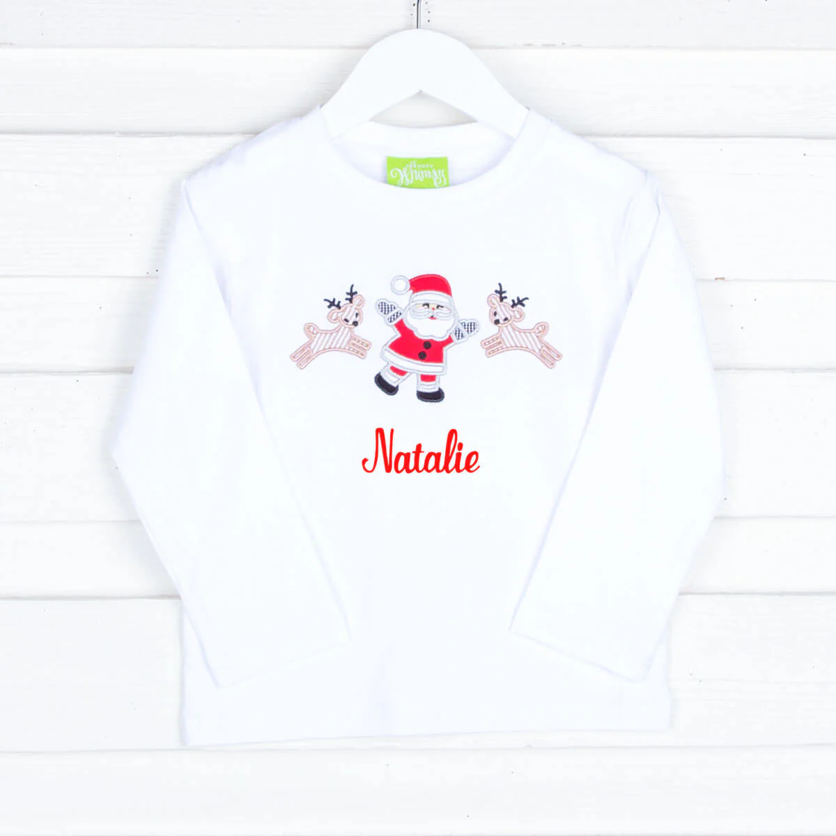 Santa's Reindeer White Long Sleeve Shirt - Image 3