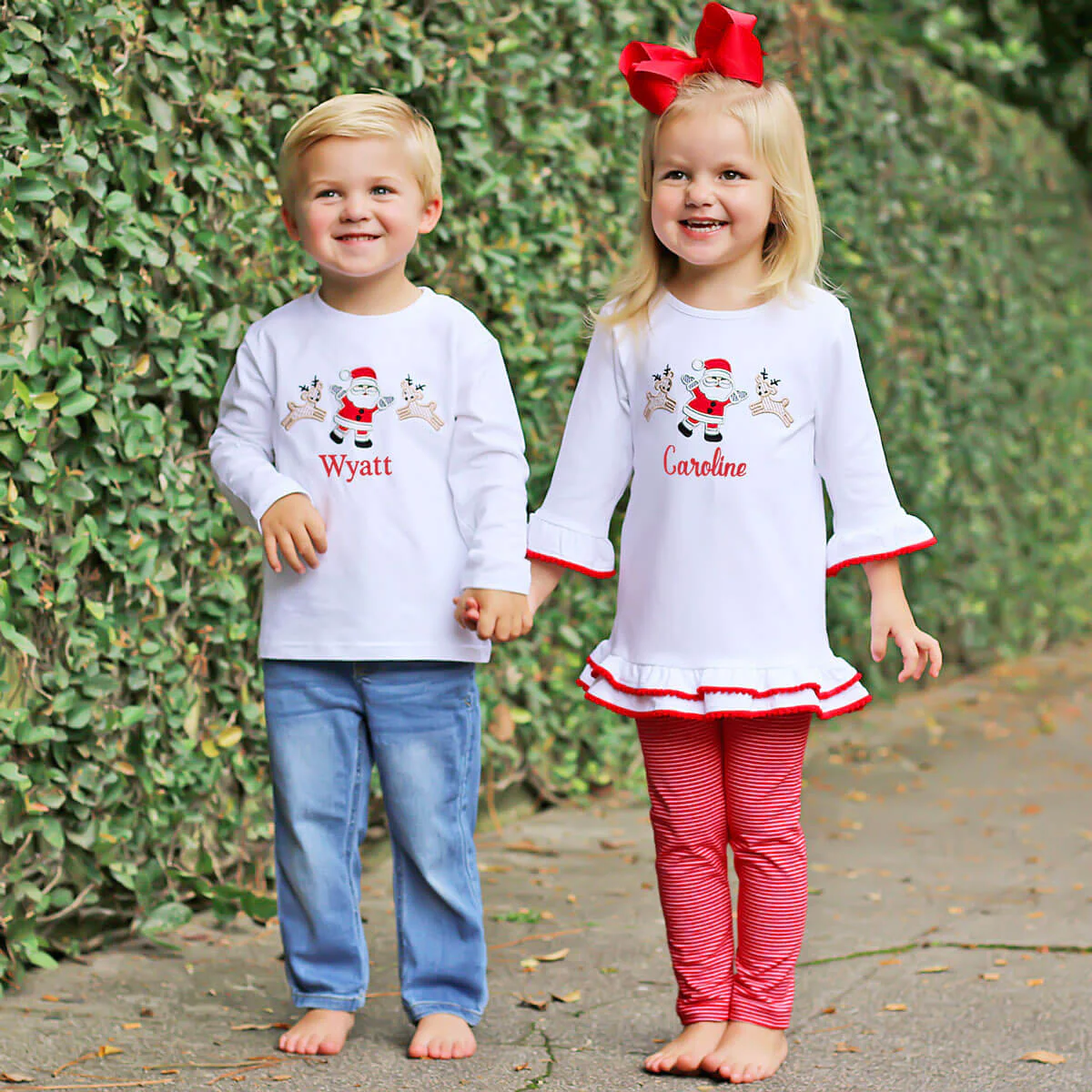 Santa's Reindeer White Long Sleeve Shirt - Image 4