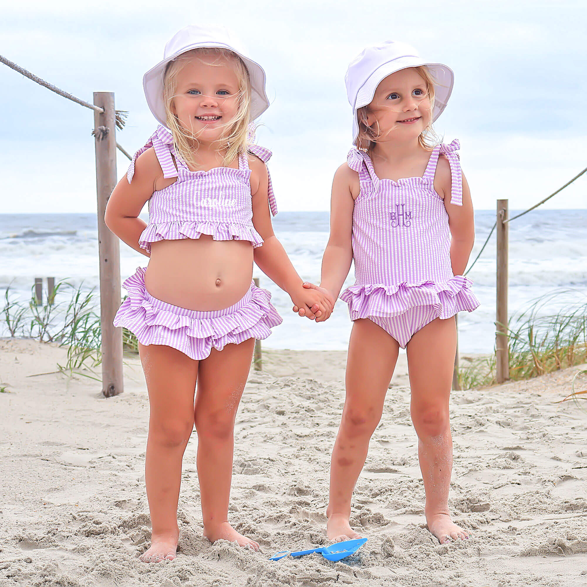 Santorini Purple Stripe Two Piece Swimsuit - Image 5