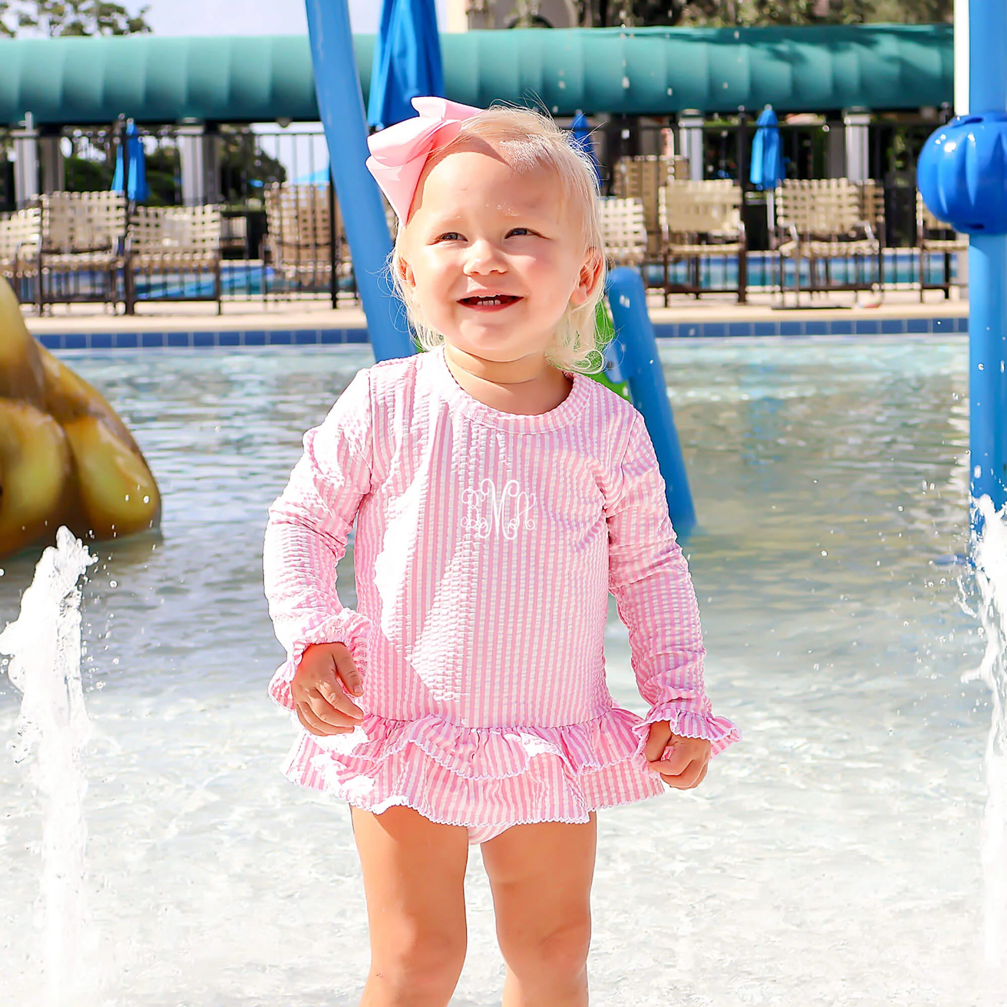 Santorini Pink Stripe Rash Guard Set - Image 4